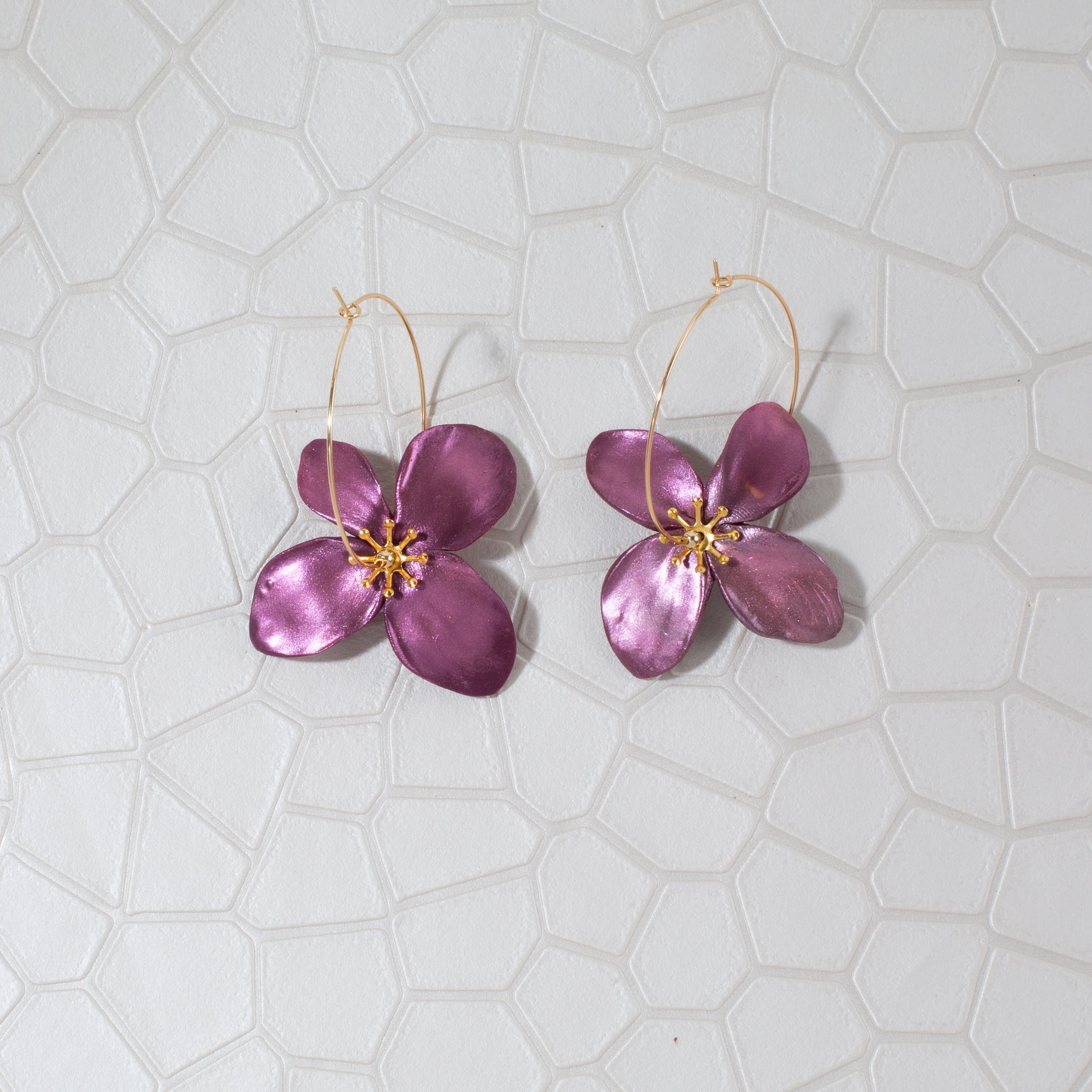 Maroon Flower Earrings Earing