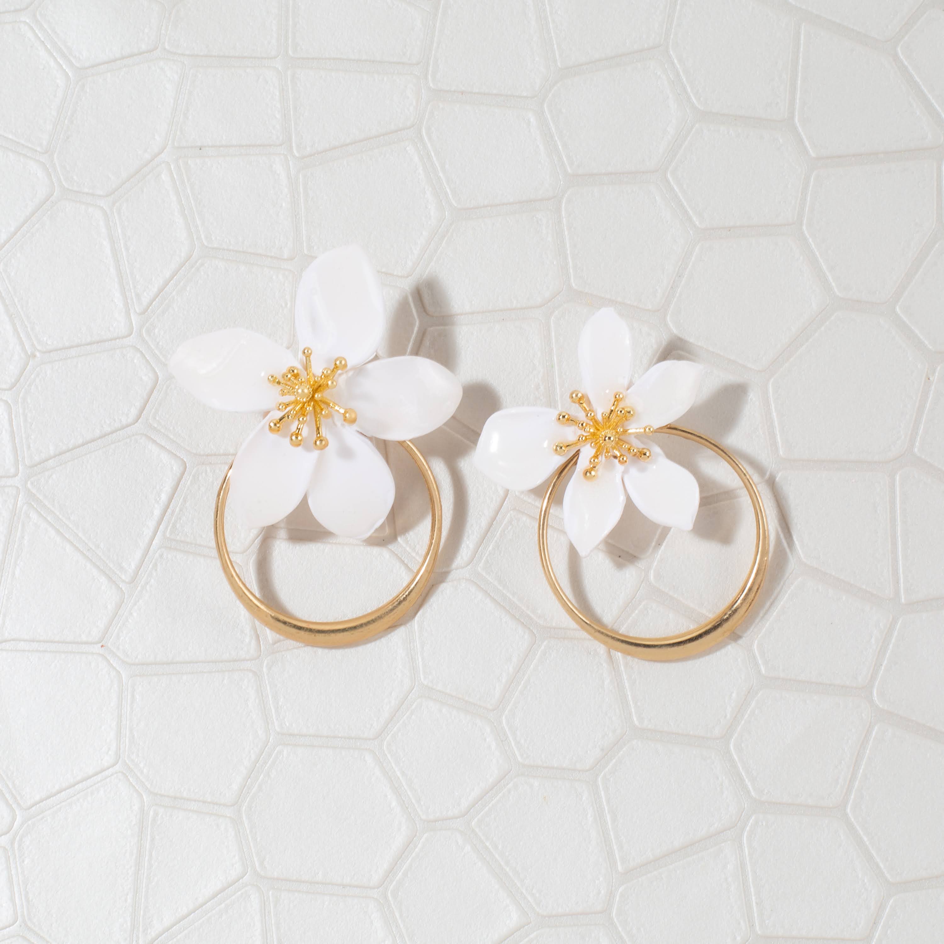 Amalia Floral Gold Hoop Statement Earring
