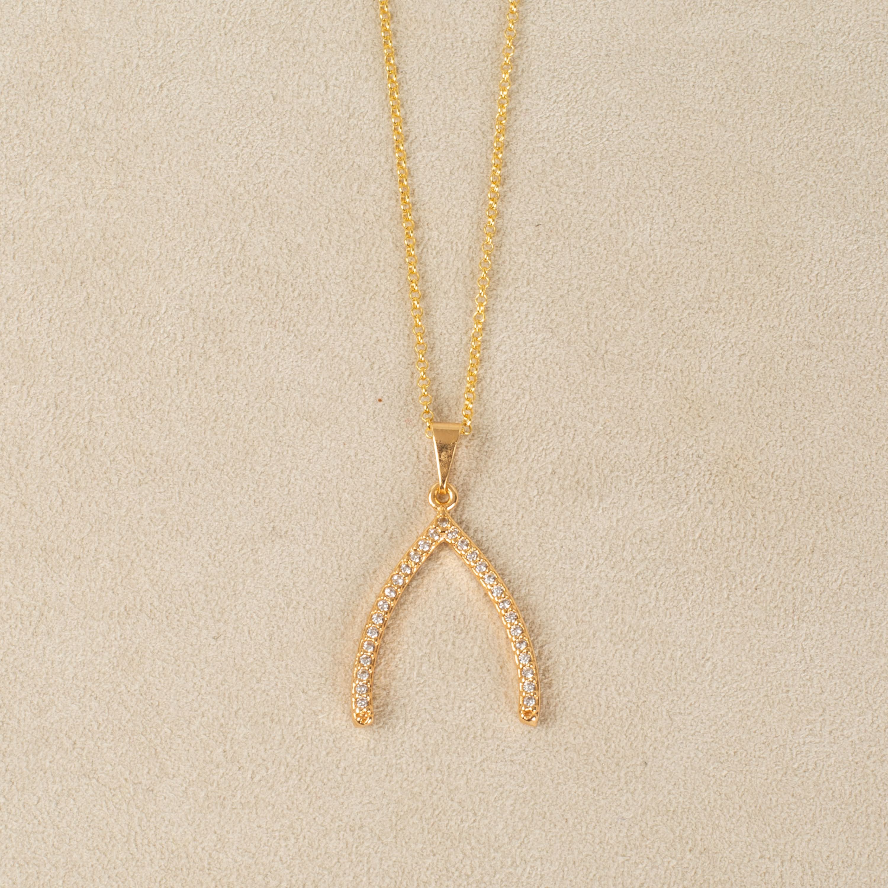 Wishbone Charm Pendant Necklace