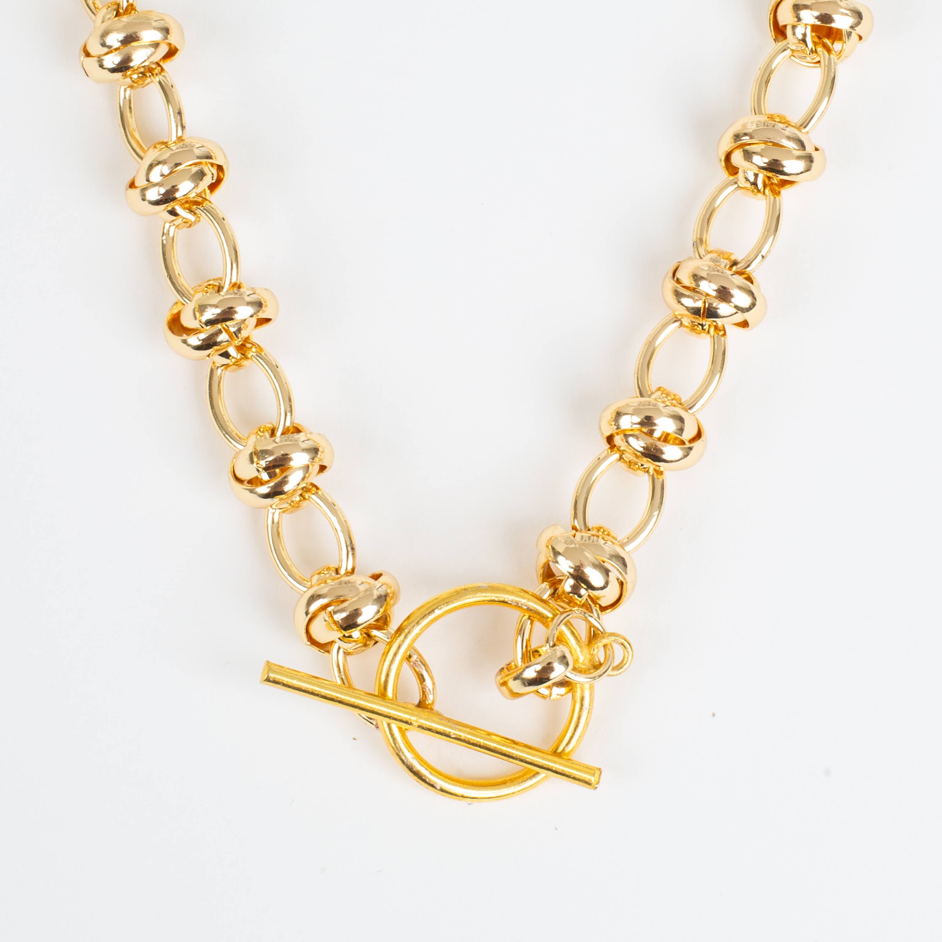 Knotted Entwined Chain Statement Toggle Necklace