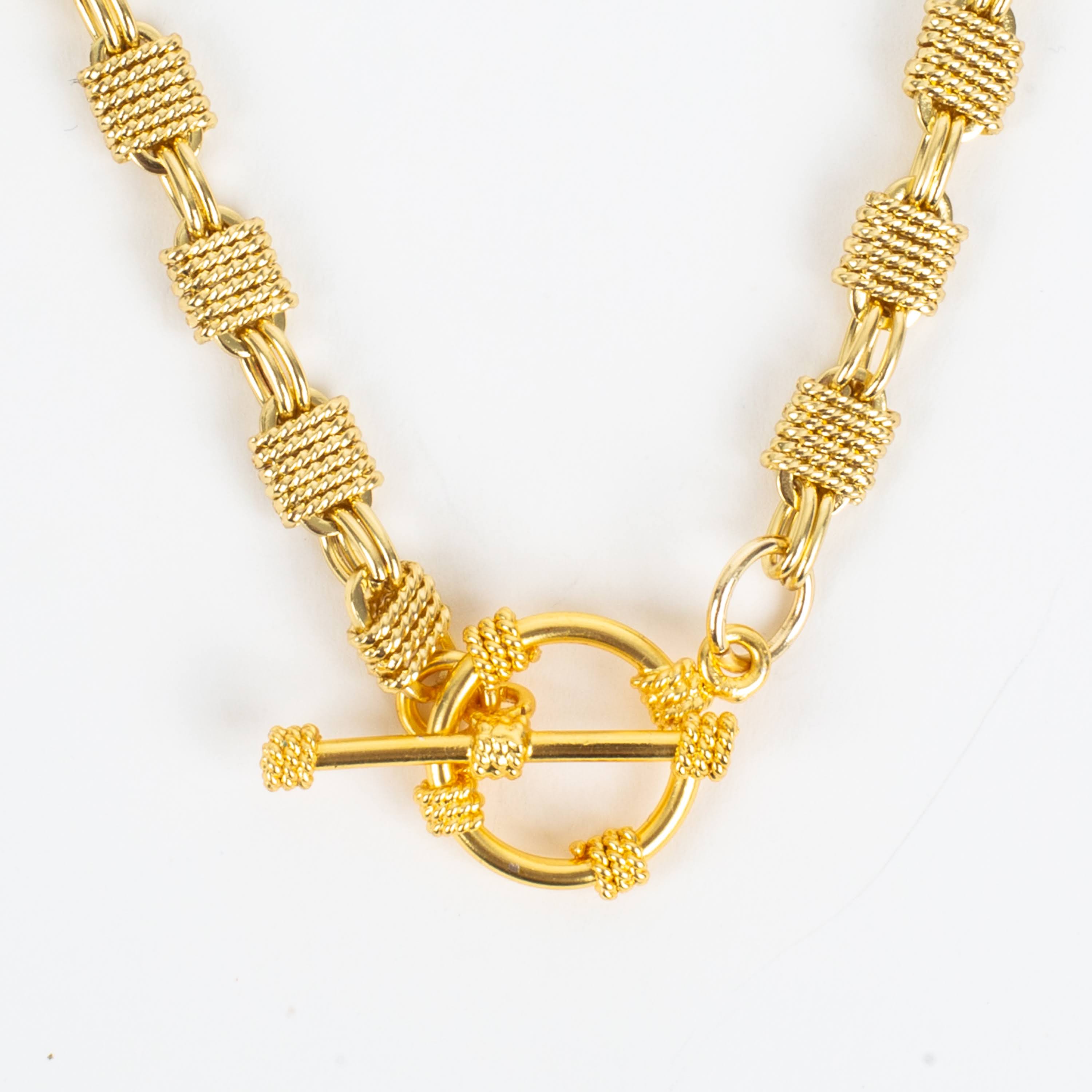 Gold Weave Statement Toggle Necklace