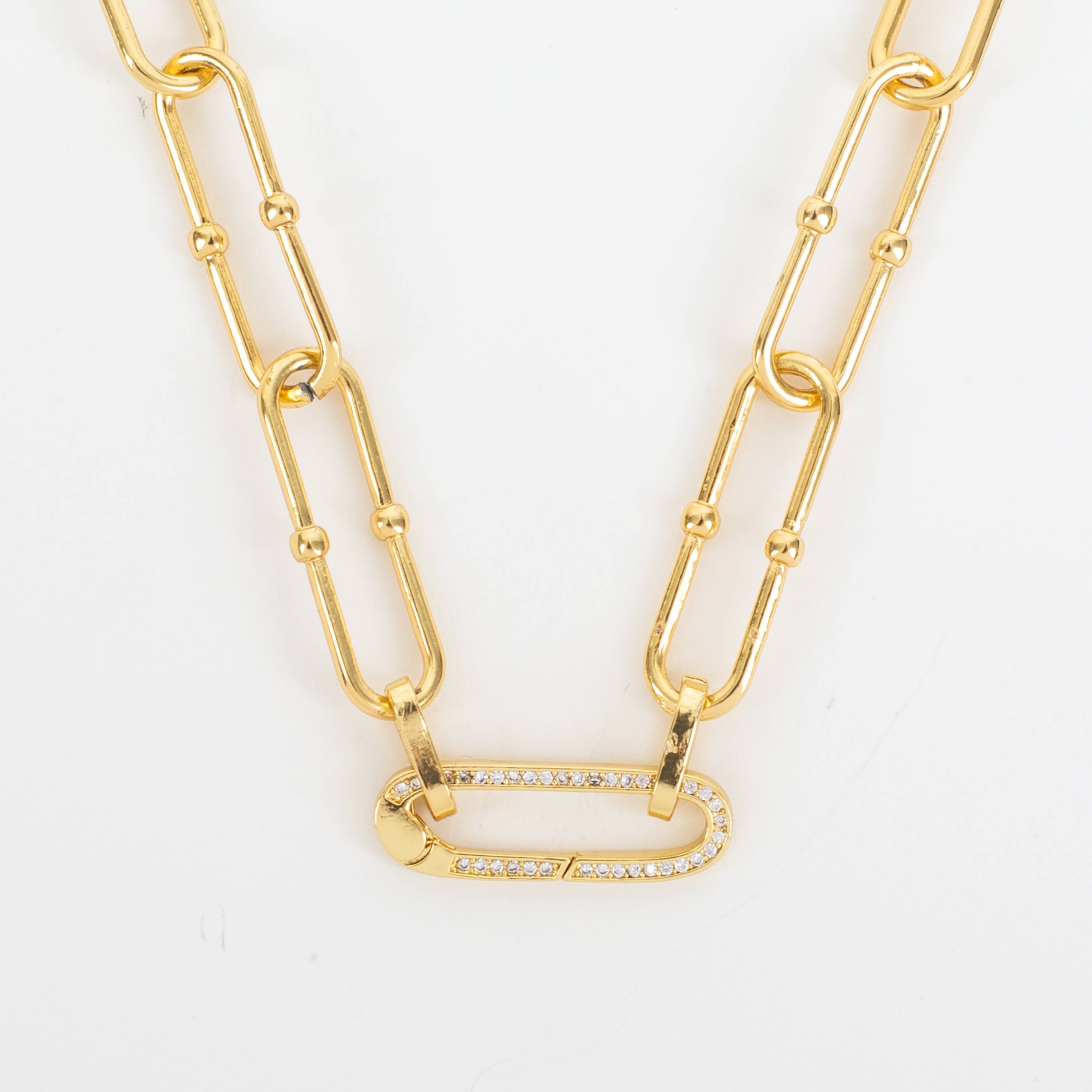 Gilded Pave Structured Link Statement Necklace