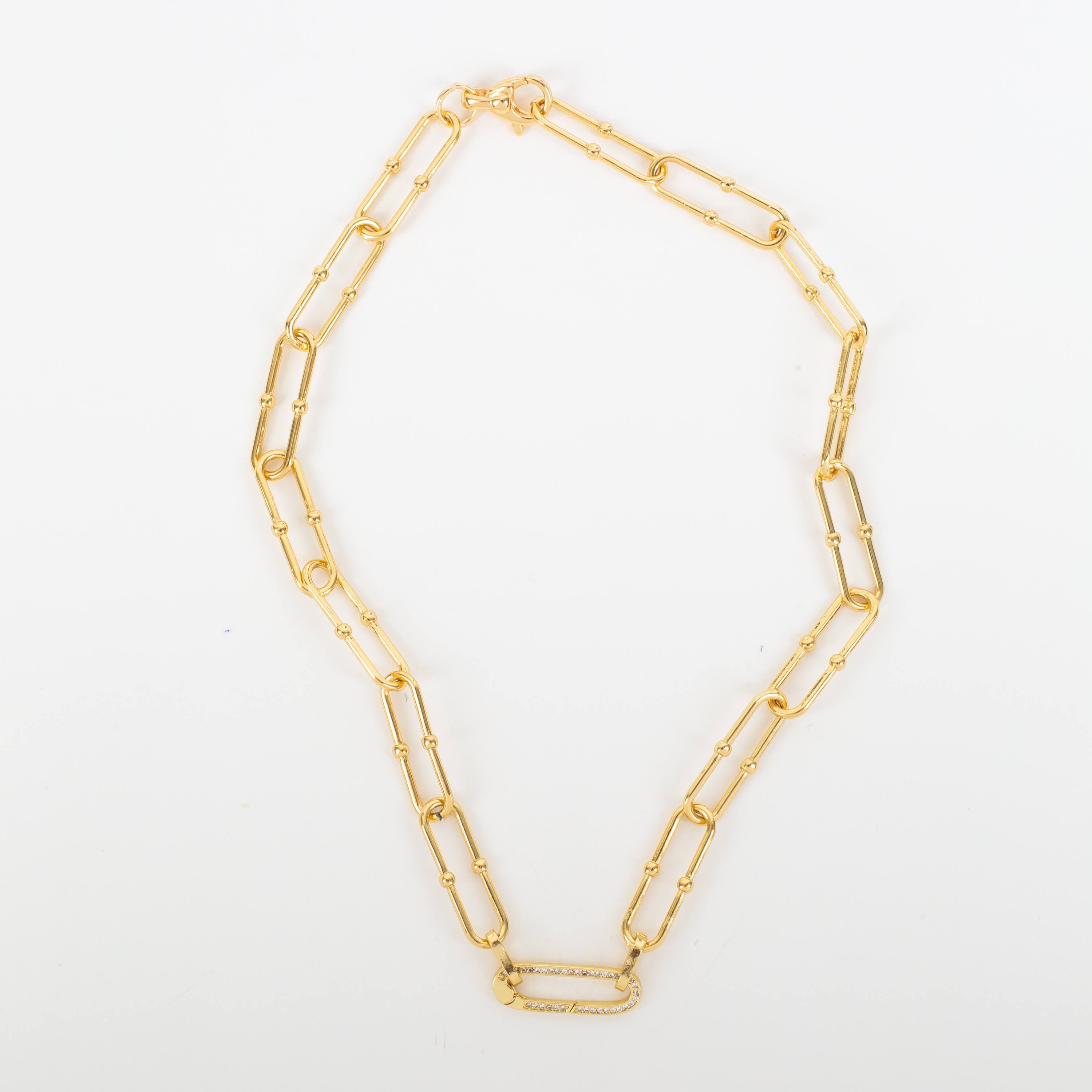 Gilded Pave Structured Link Statement Necklace