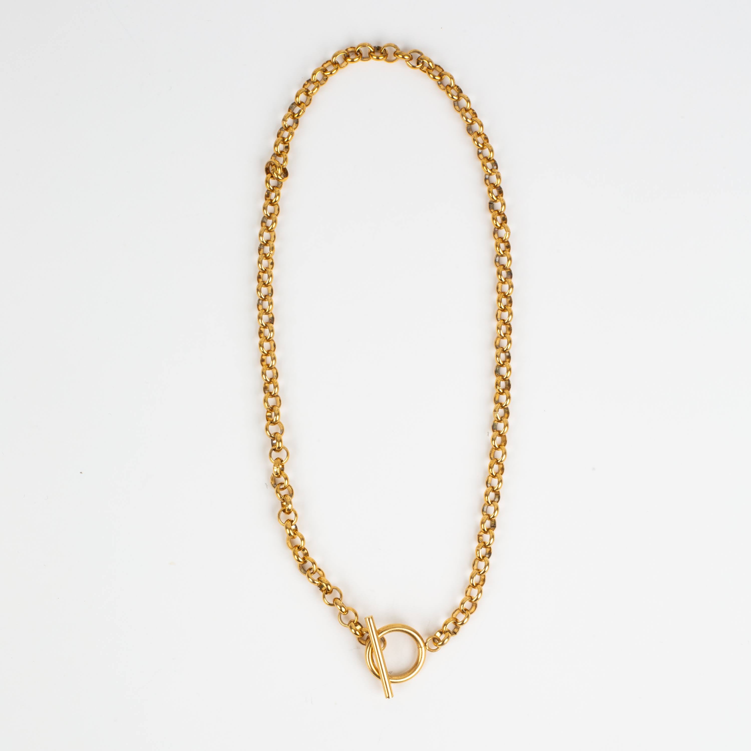 Waterproof Tarnish Proof Gold Rolo Layering Toggle Necklace