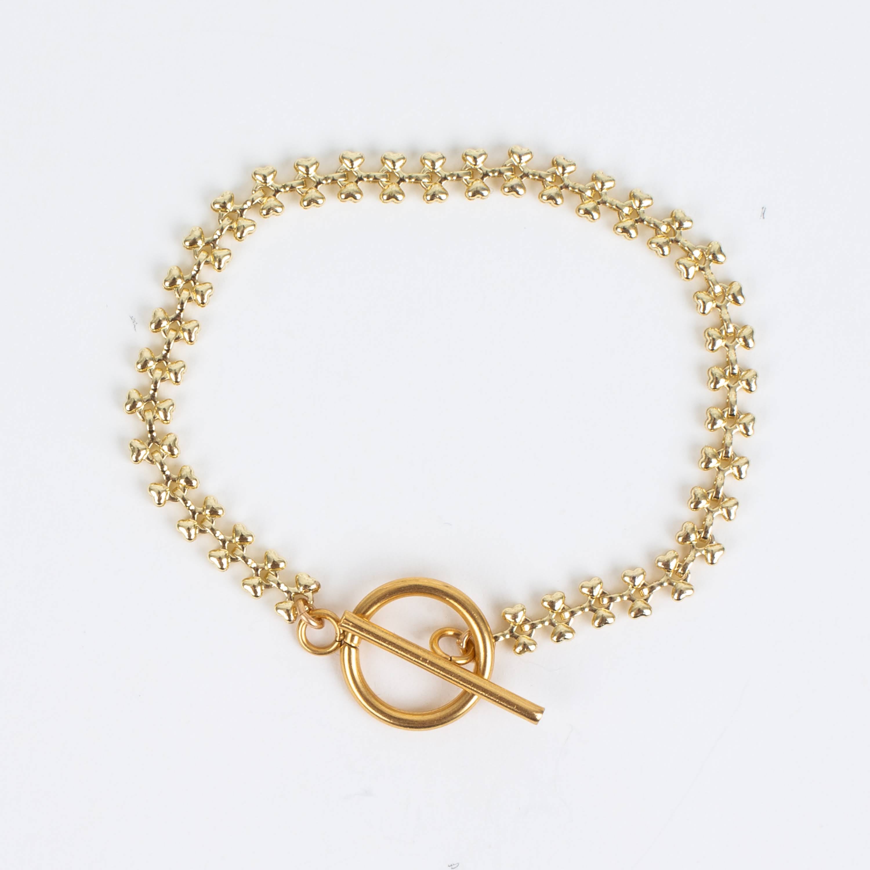 Waterproof Gold Clover Chain Bracelet