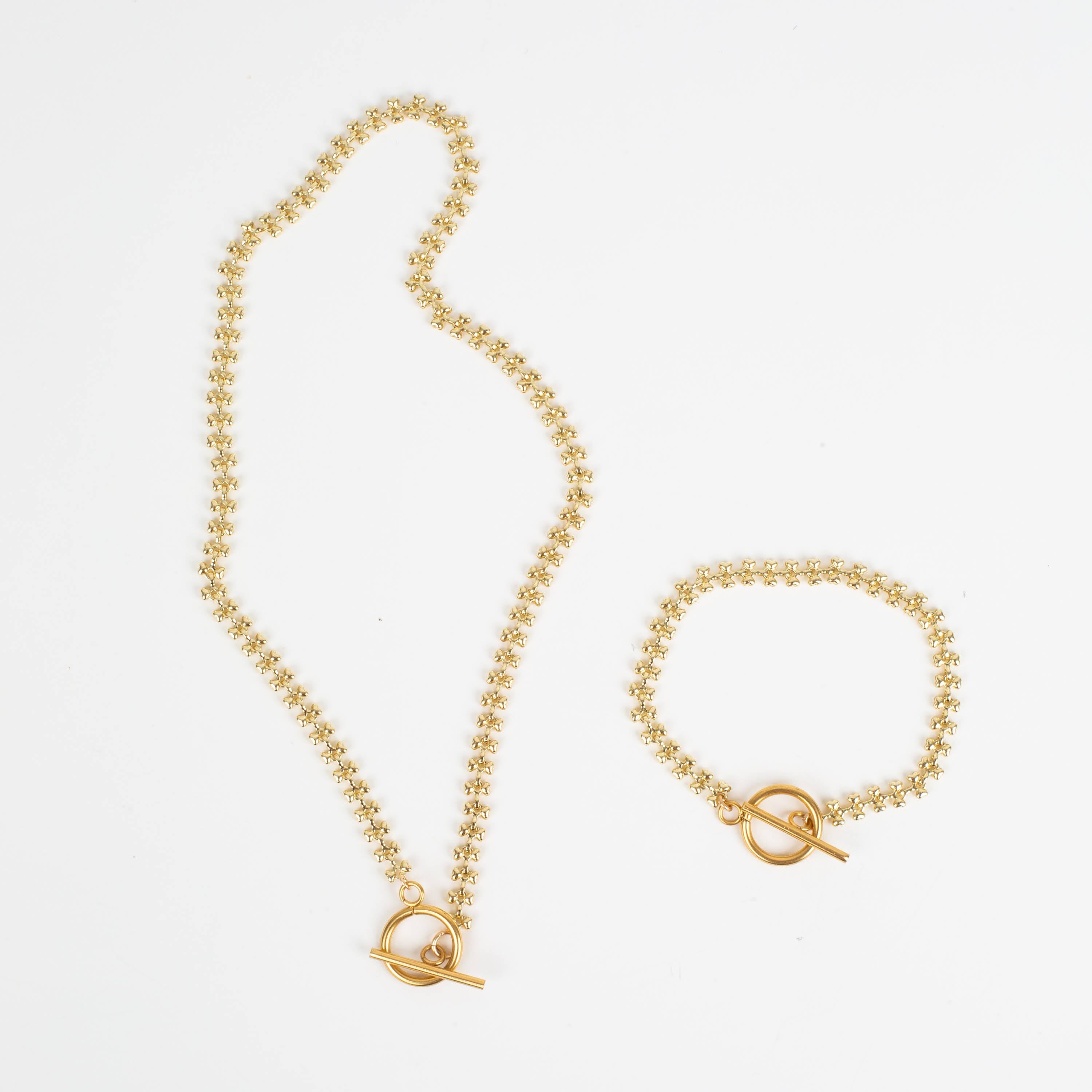 Waterproof Gold Clover Chain Bracelet