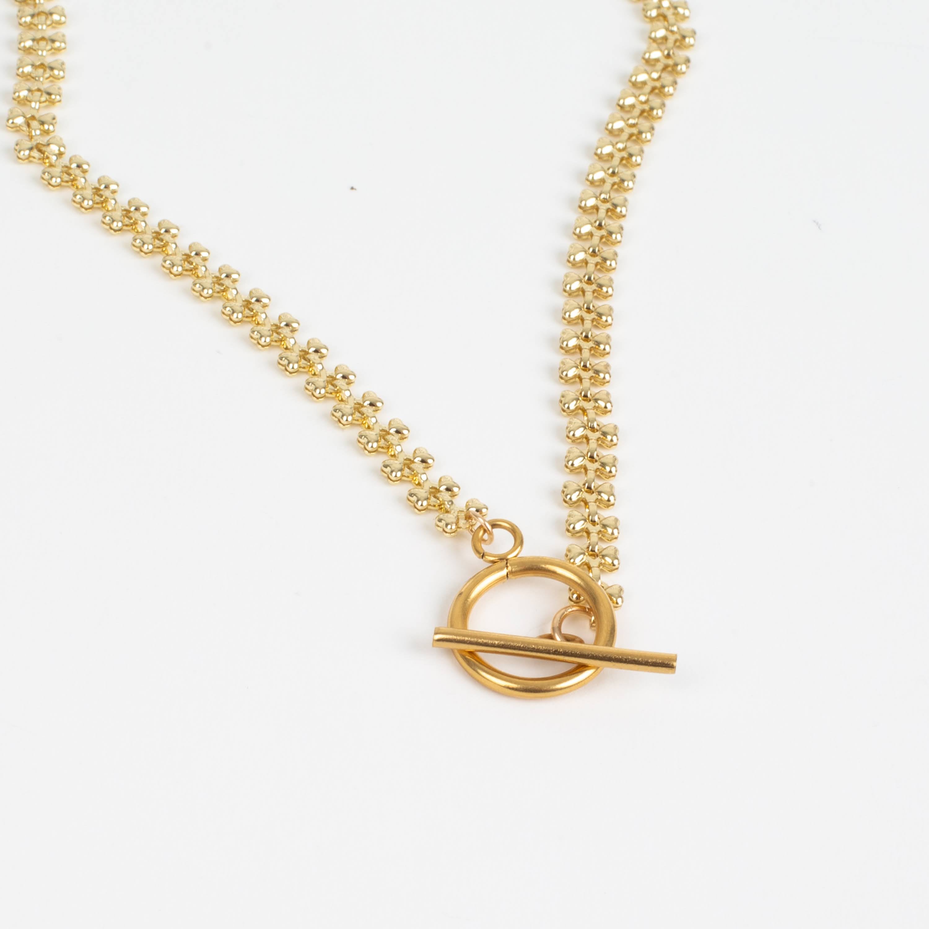 Waterproof Clover Gold Toggle Necklace