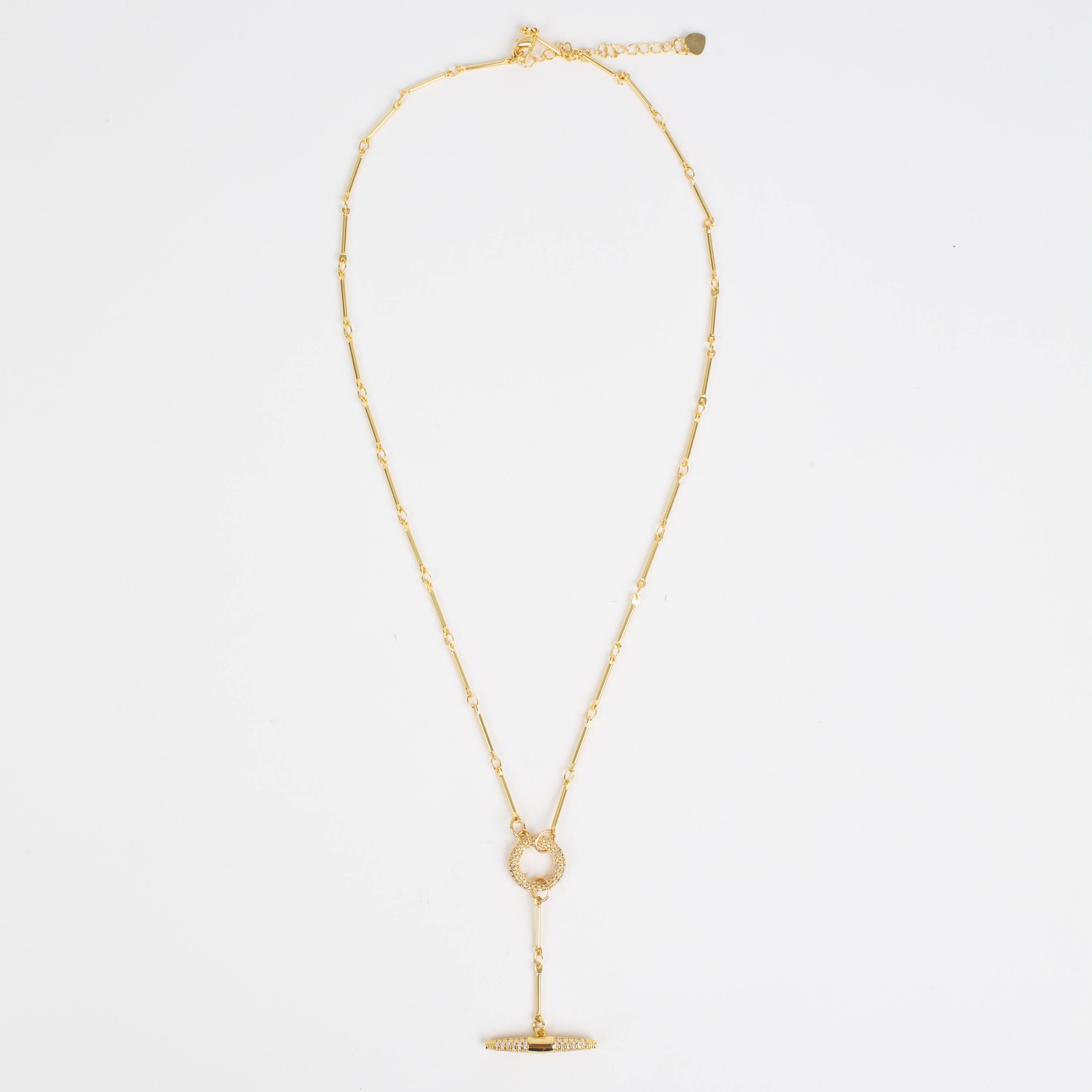 Pave Lariat T Statement Necklace