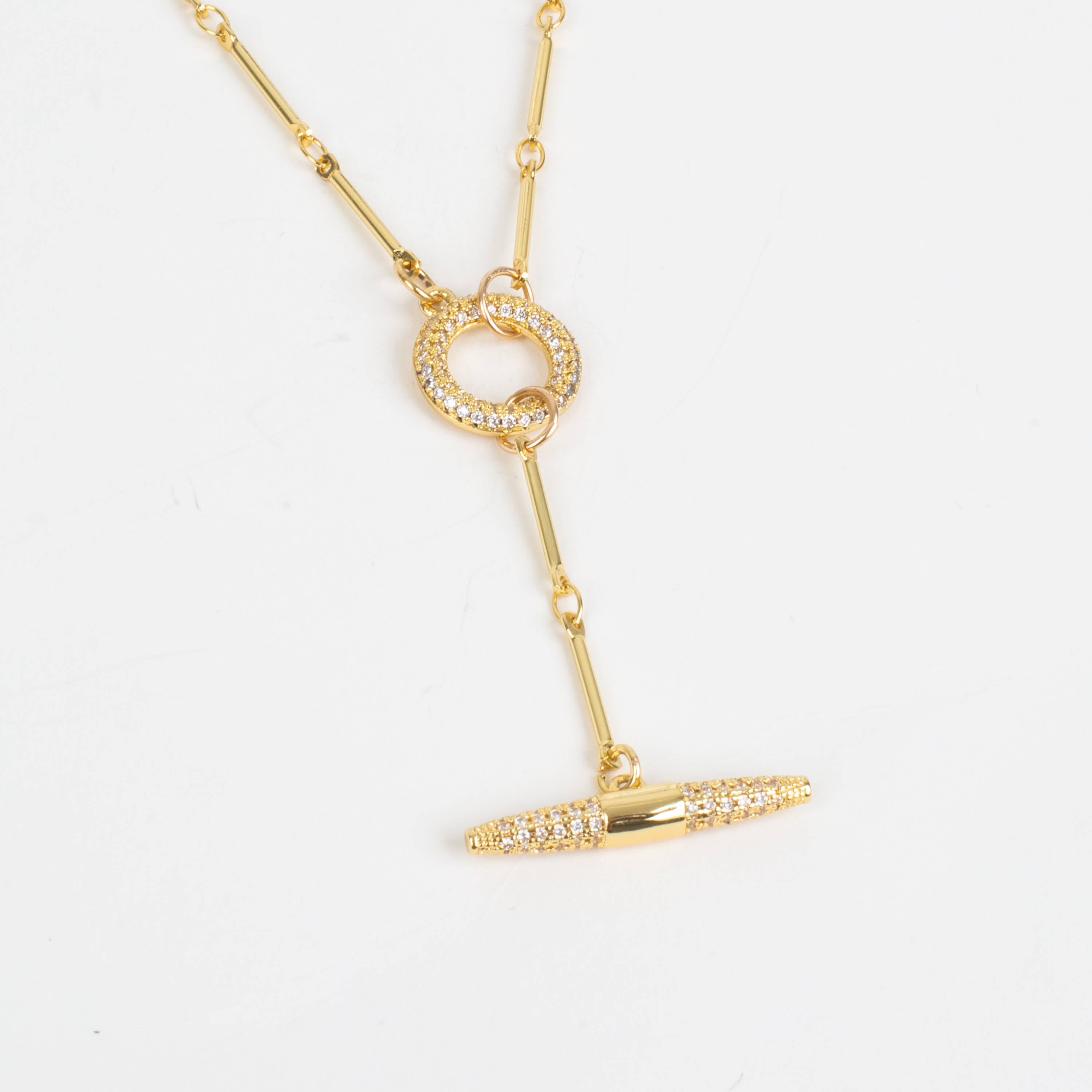 Pave Lariat T Statement Necklace