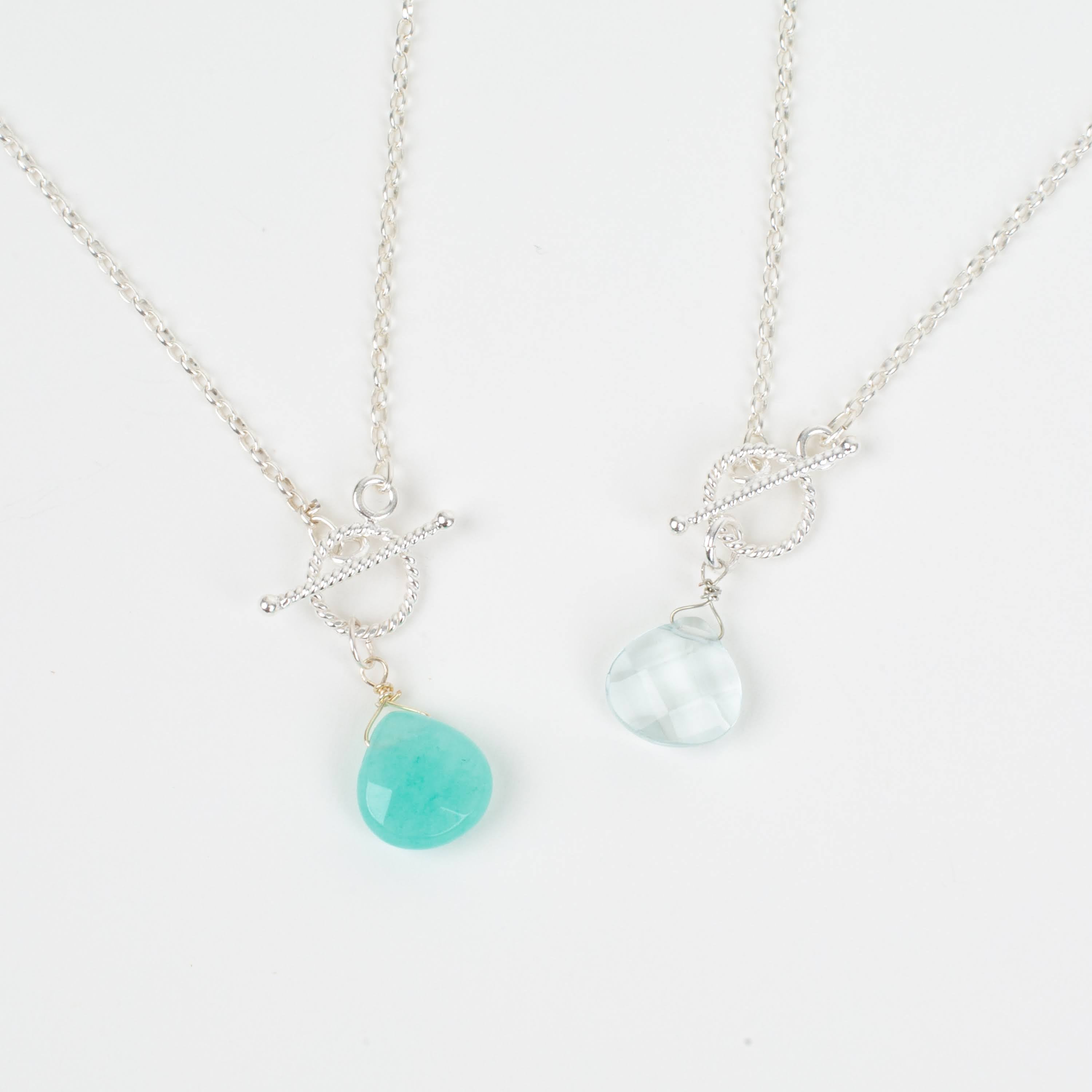 Sterling Silver Toggle Amazonite Pendant Necklace