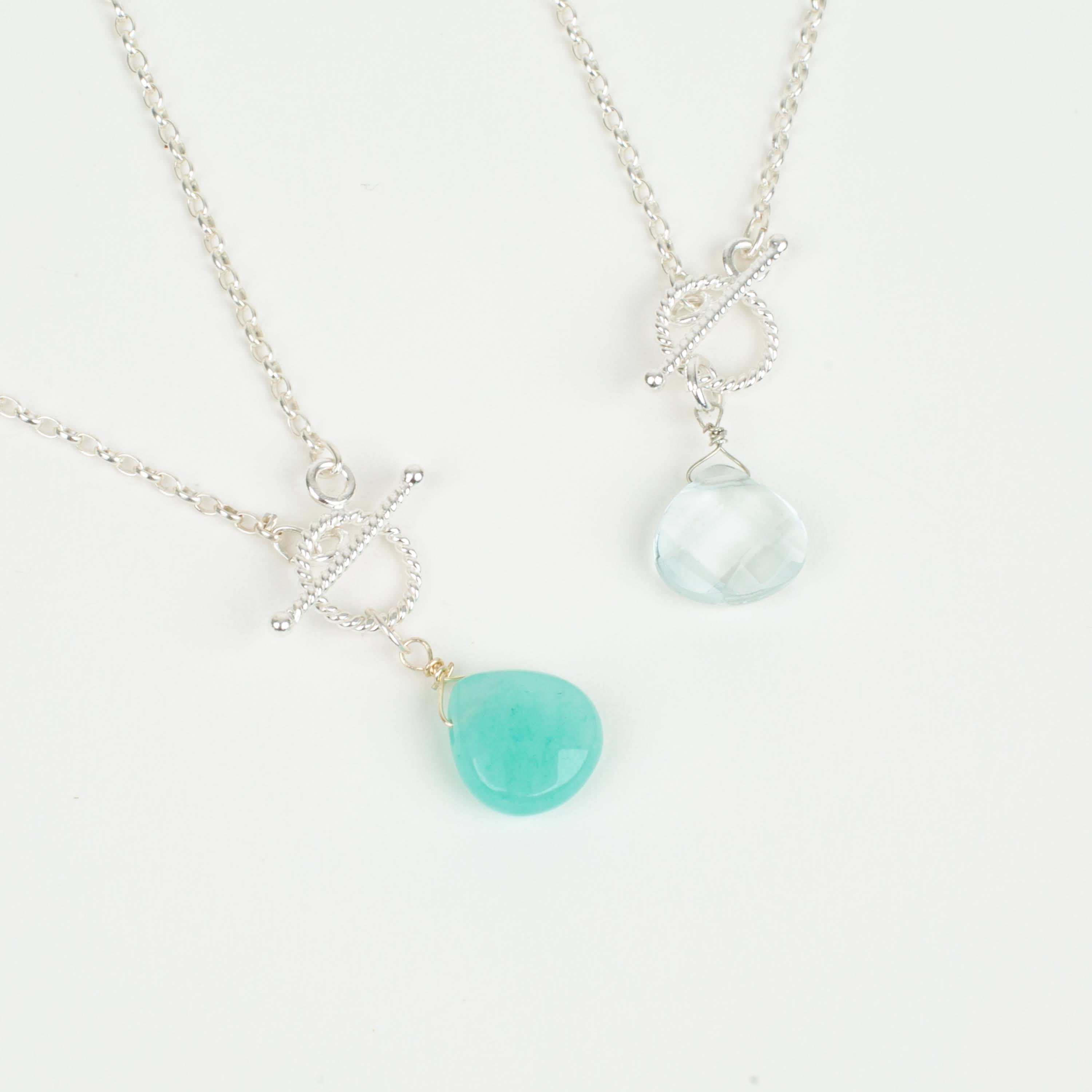 Sterling Silver Toggle Amazonite Pendant Necklace