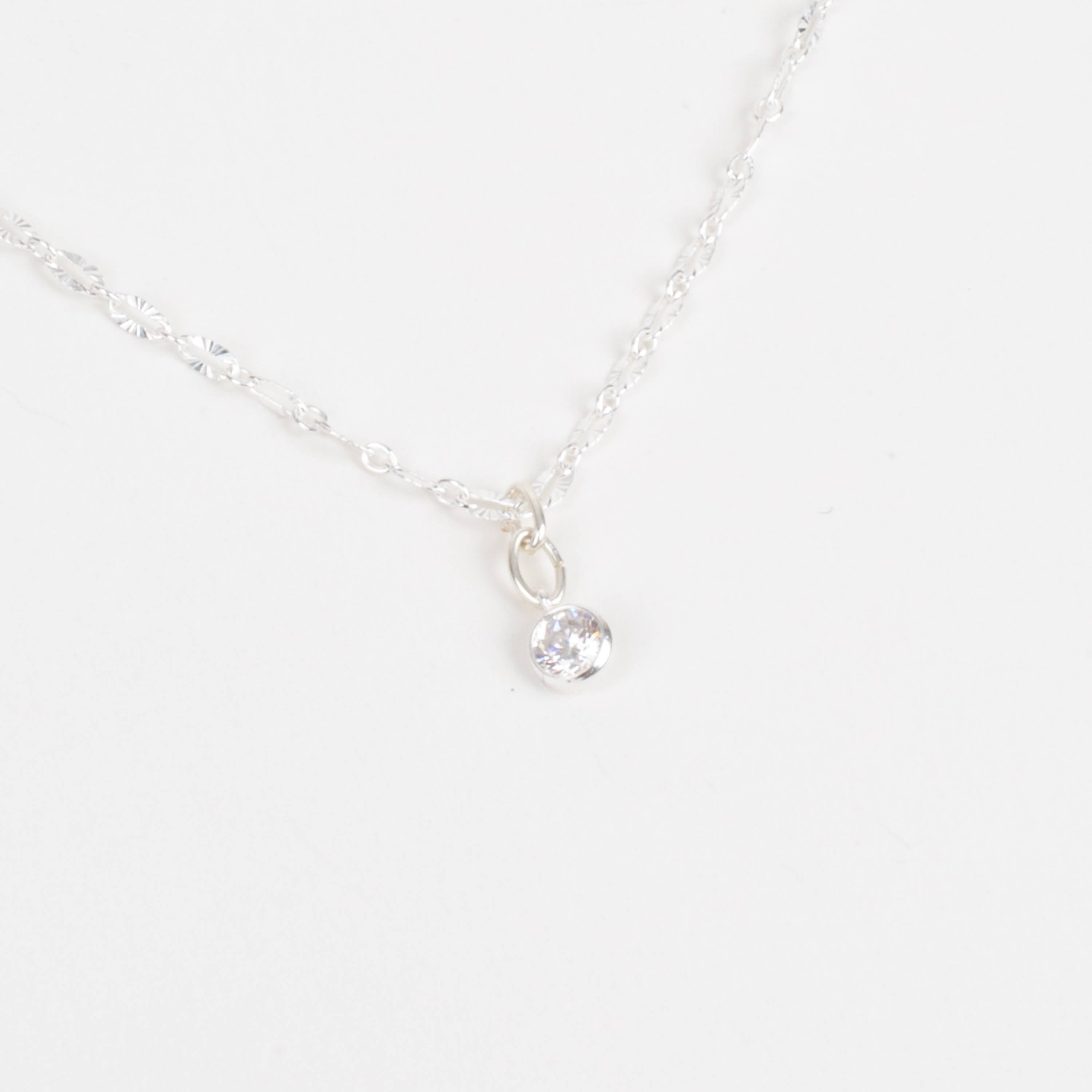 Silver Minimalist Diamond Pendant Necklace