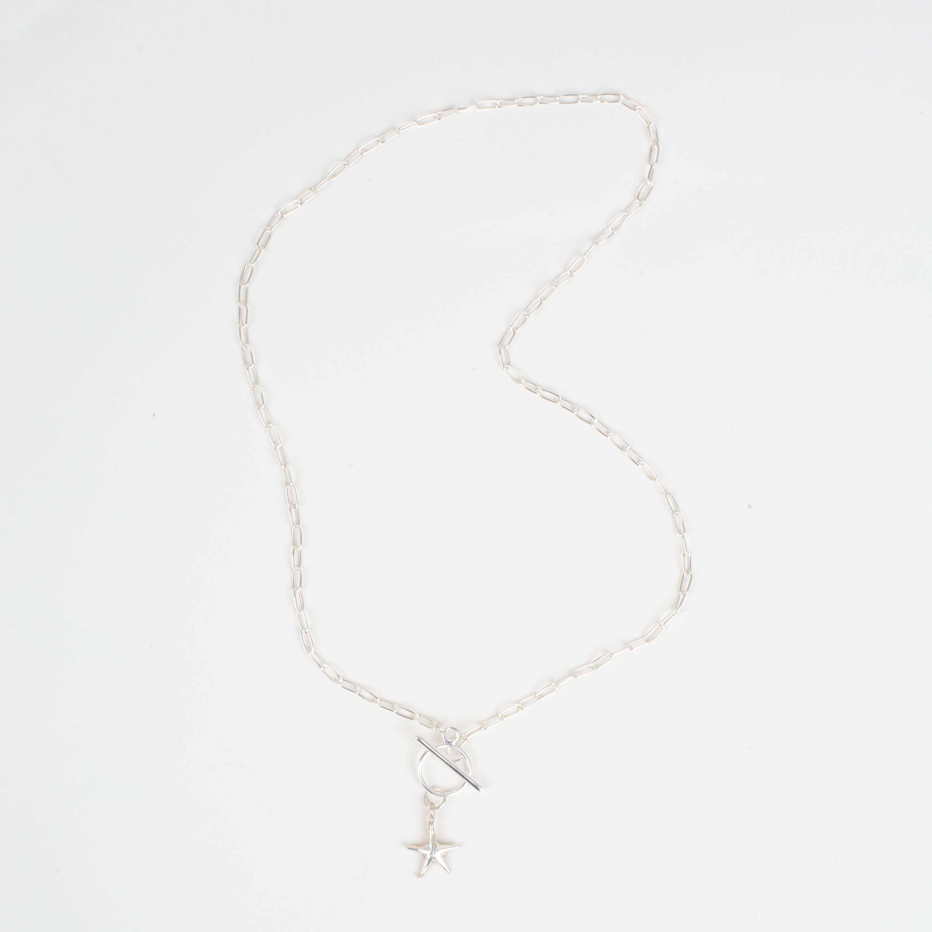 Silver Starfish Toggle Pendant Necklace