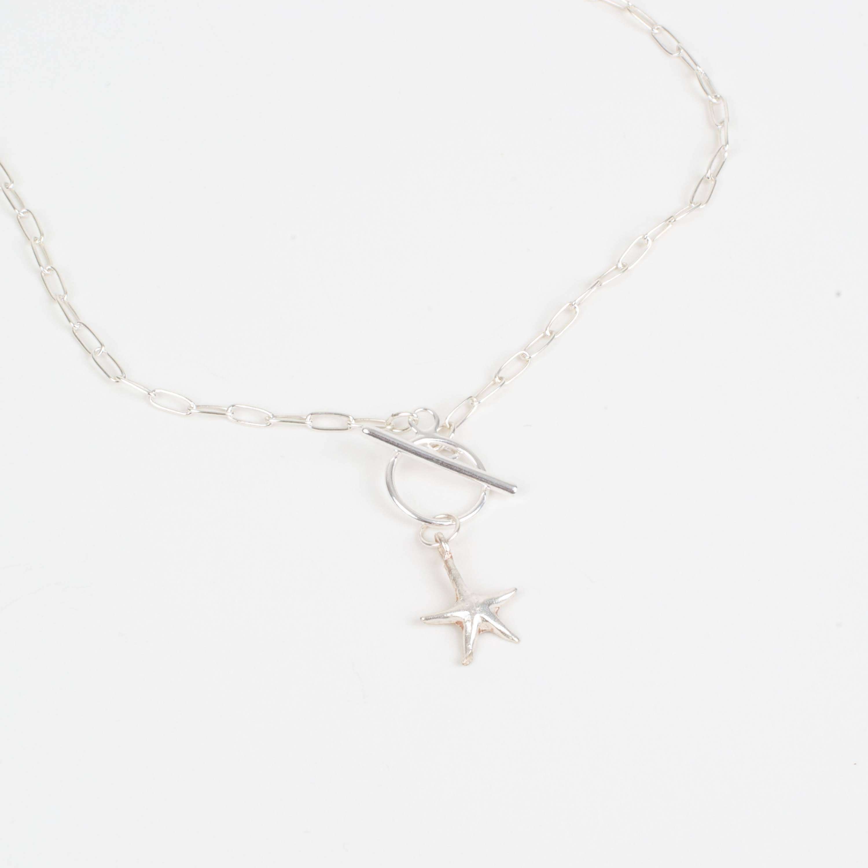 Silver Starfish Toggle Pendant Necklace