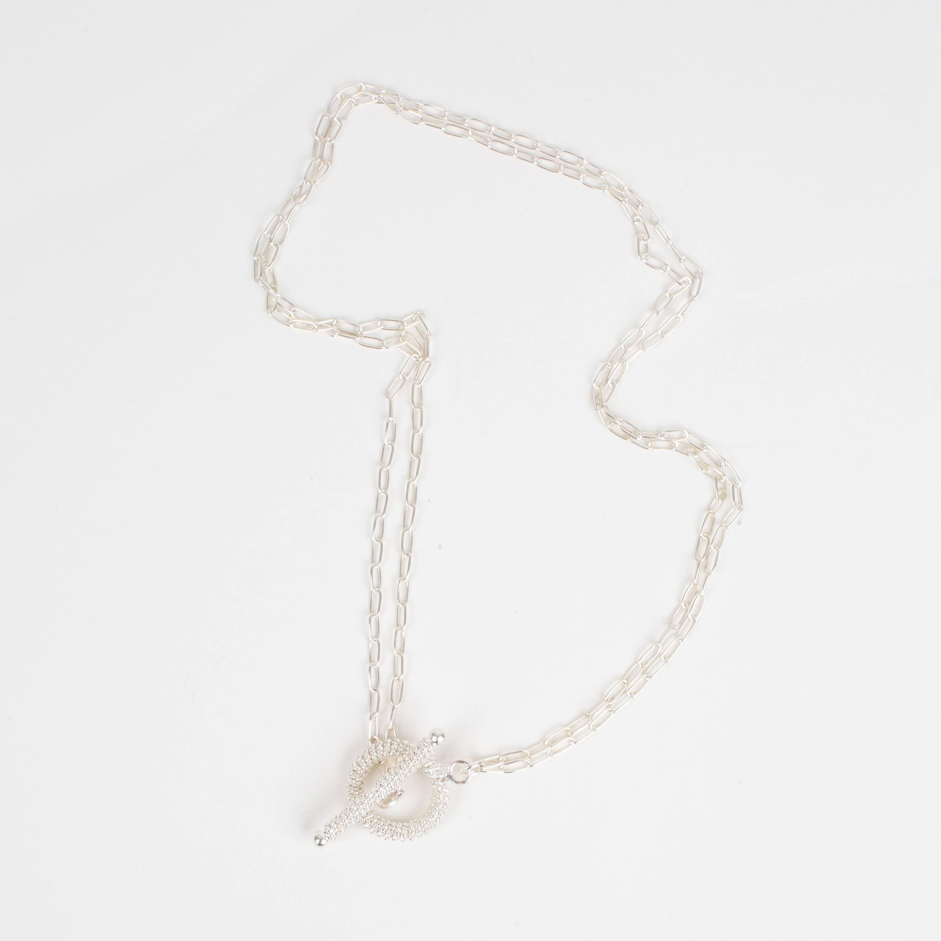 Silver Double Layer Toggle Statement Necklace
