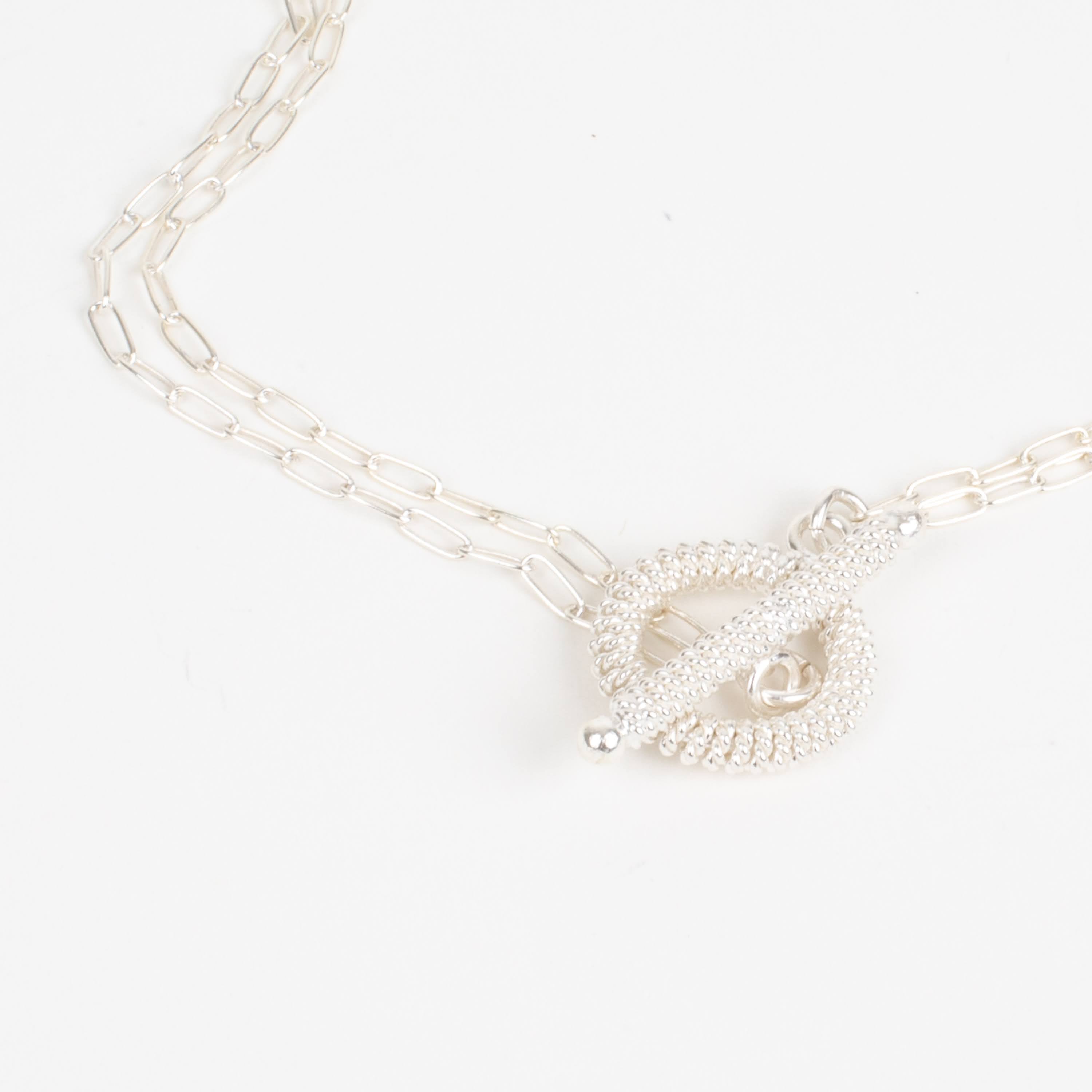 Silver Double Layer Toggle Statement Necklace