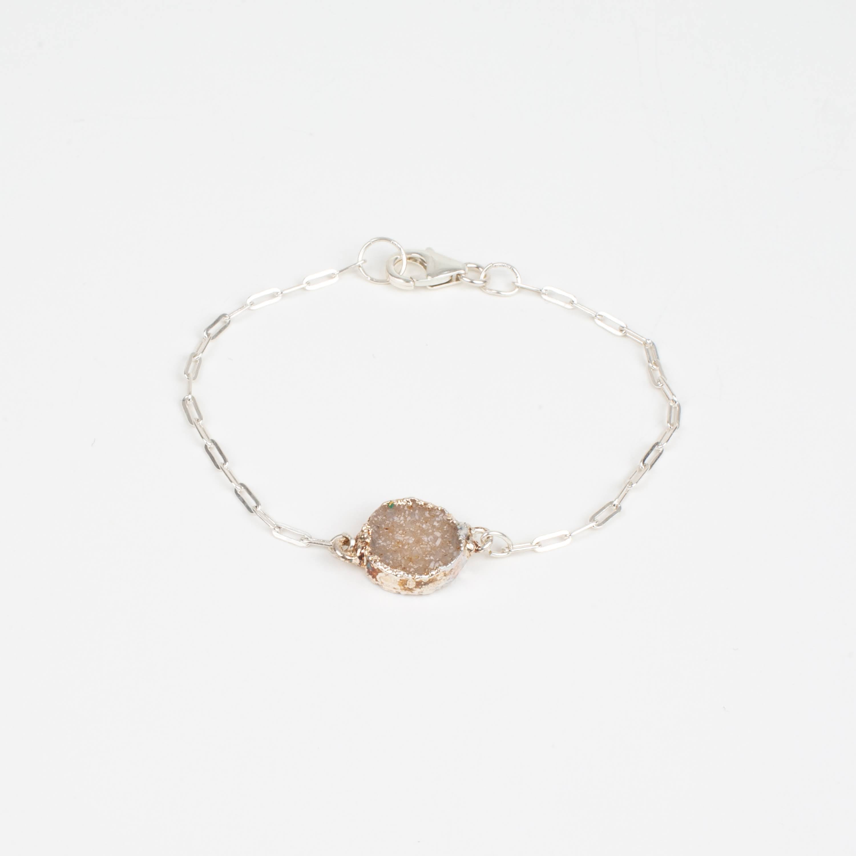 Silver Druzy Gemstone Bracelet