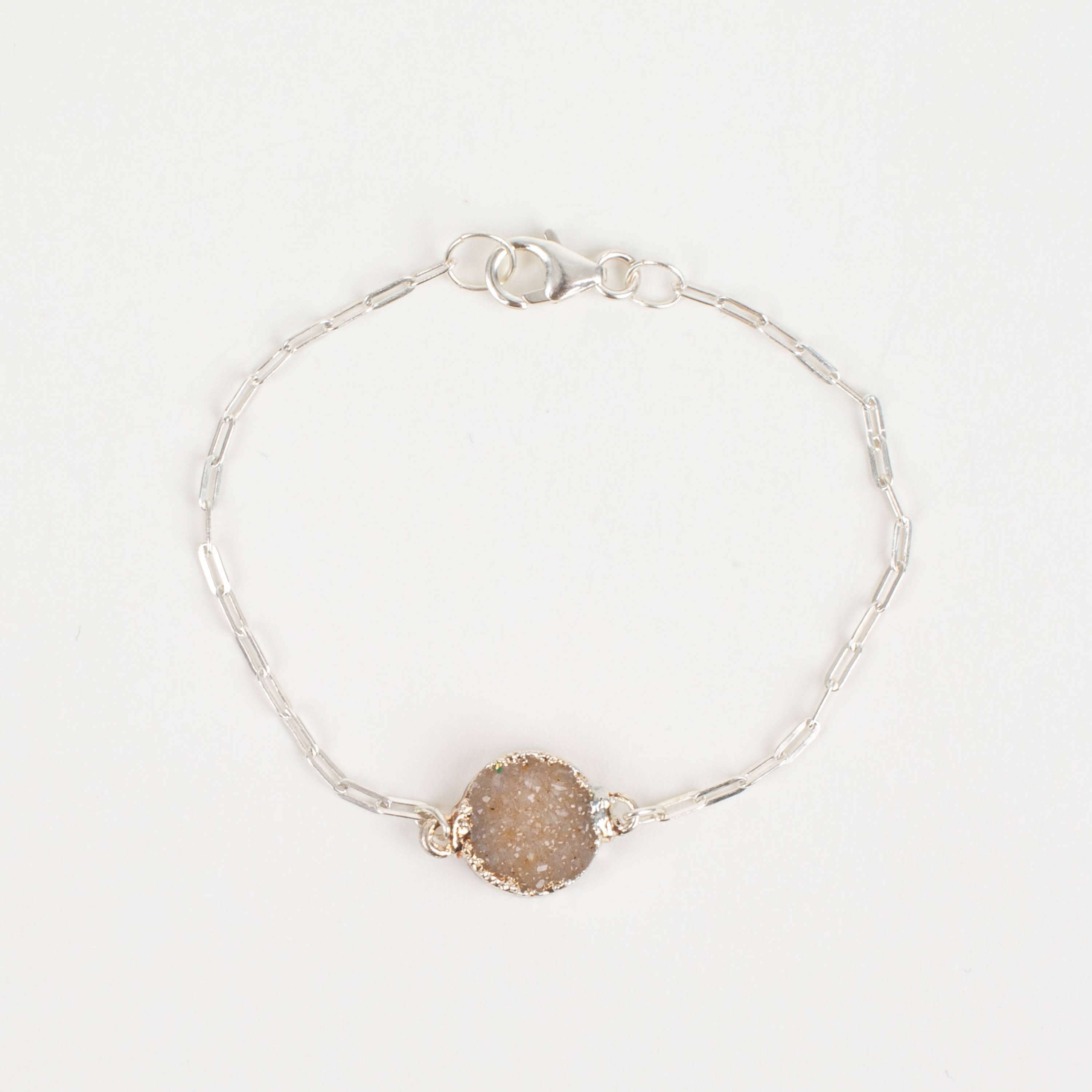 Silver Druzy Gemstone Bracelet