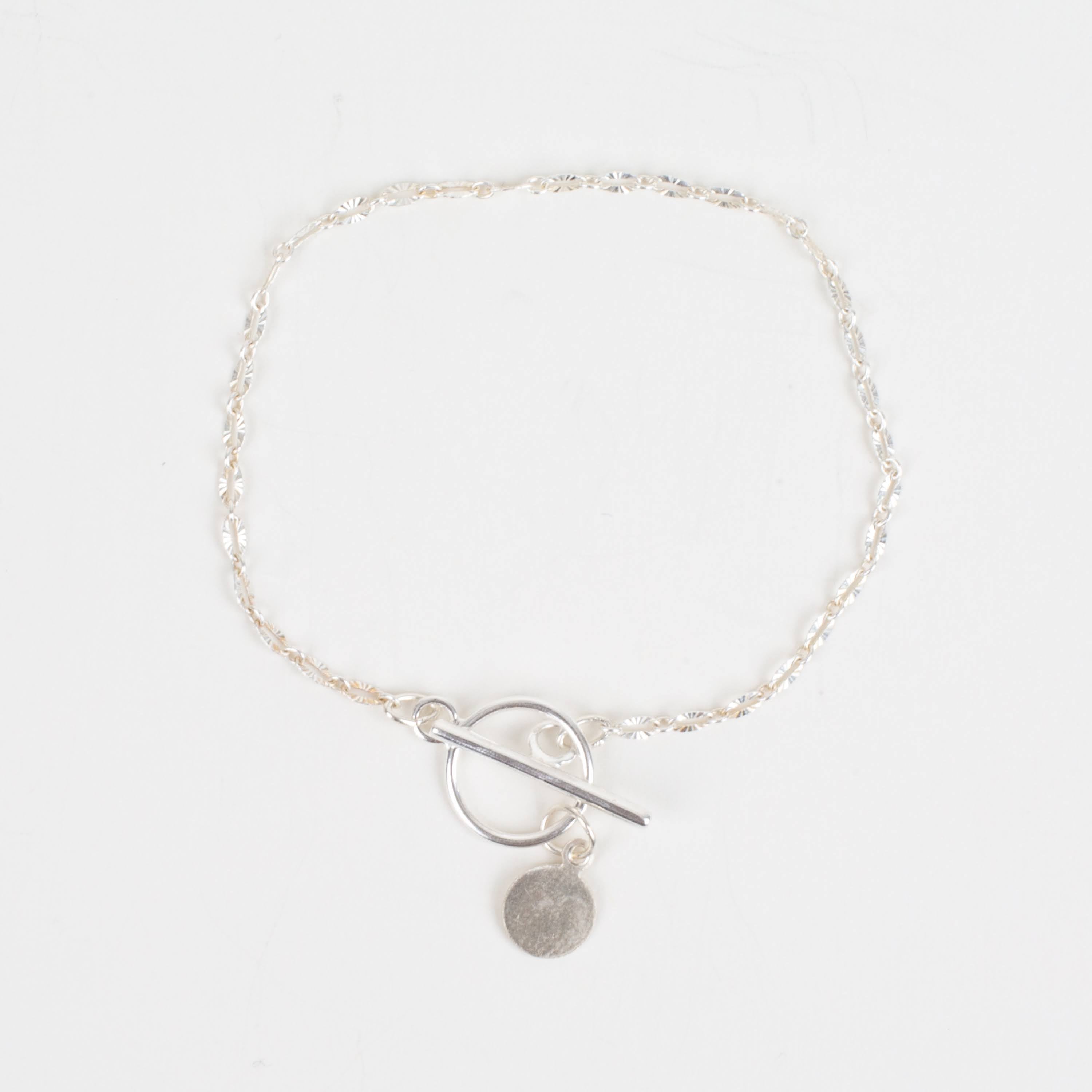 Silver Sparkle Chain Toggle Charm Bracelet