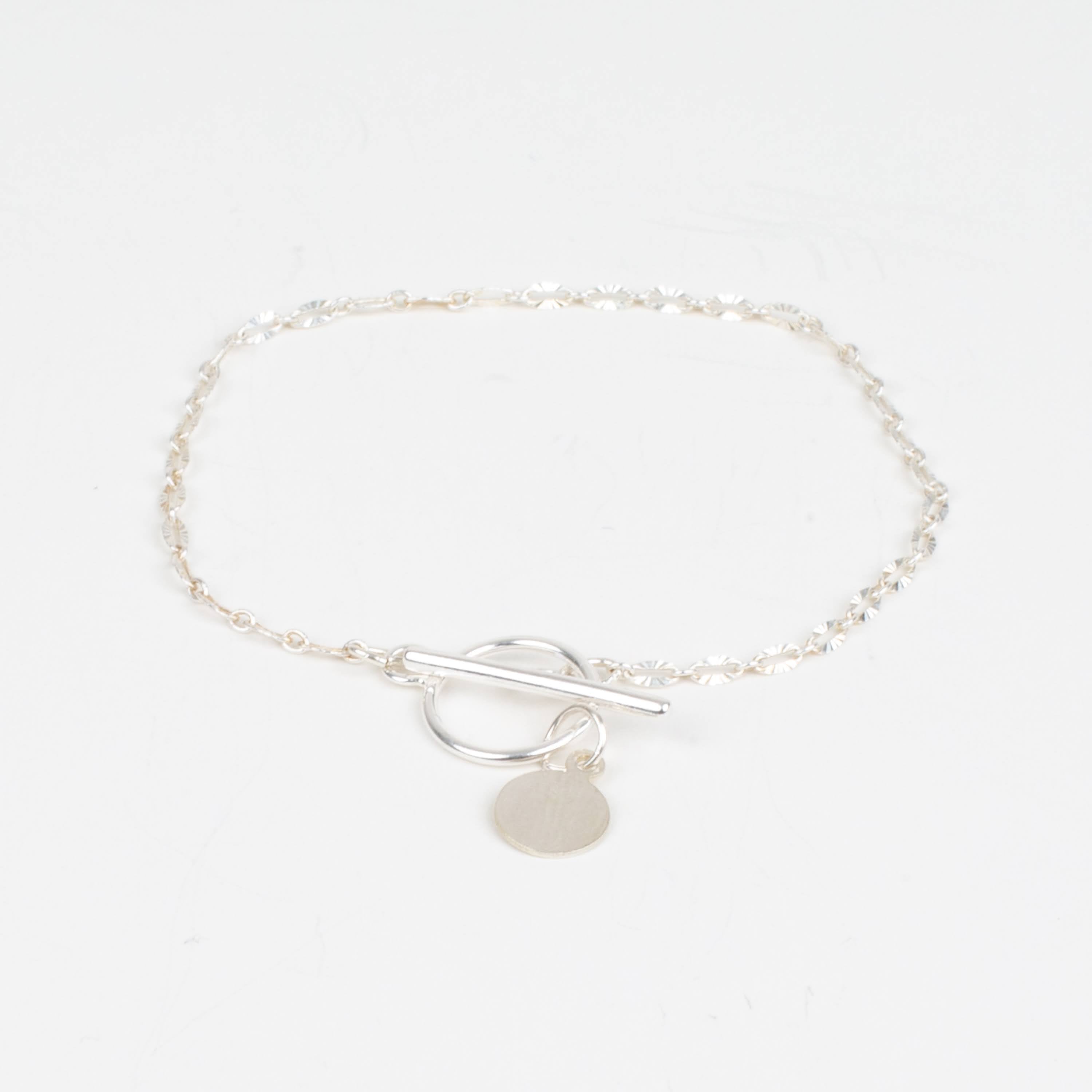 Silver Sparkle Chain Toggle Charm Bracelet