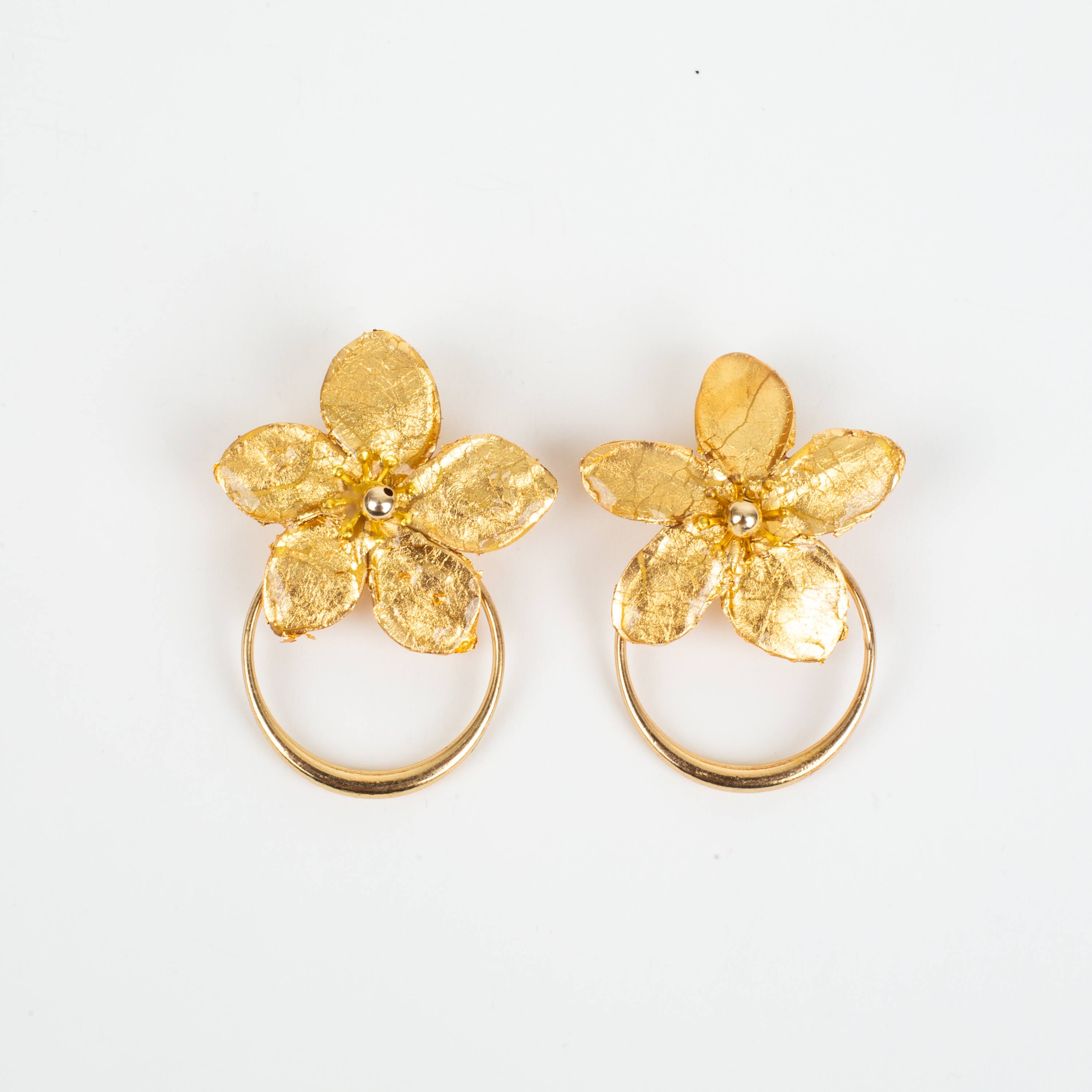 Amalia Floral Gold Hoop Statement Earring