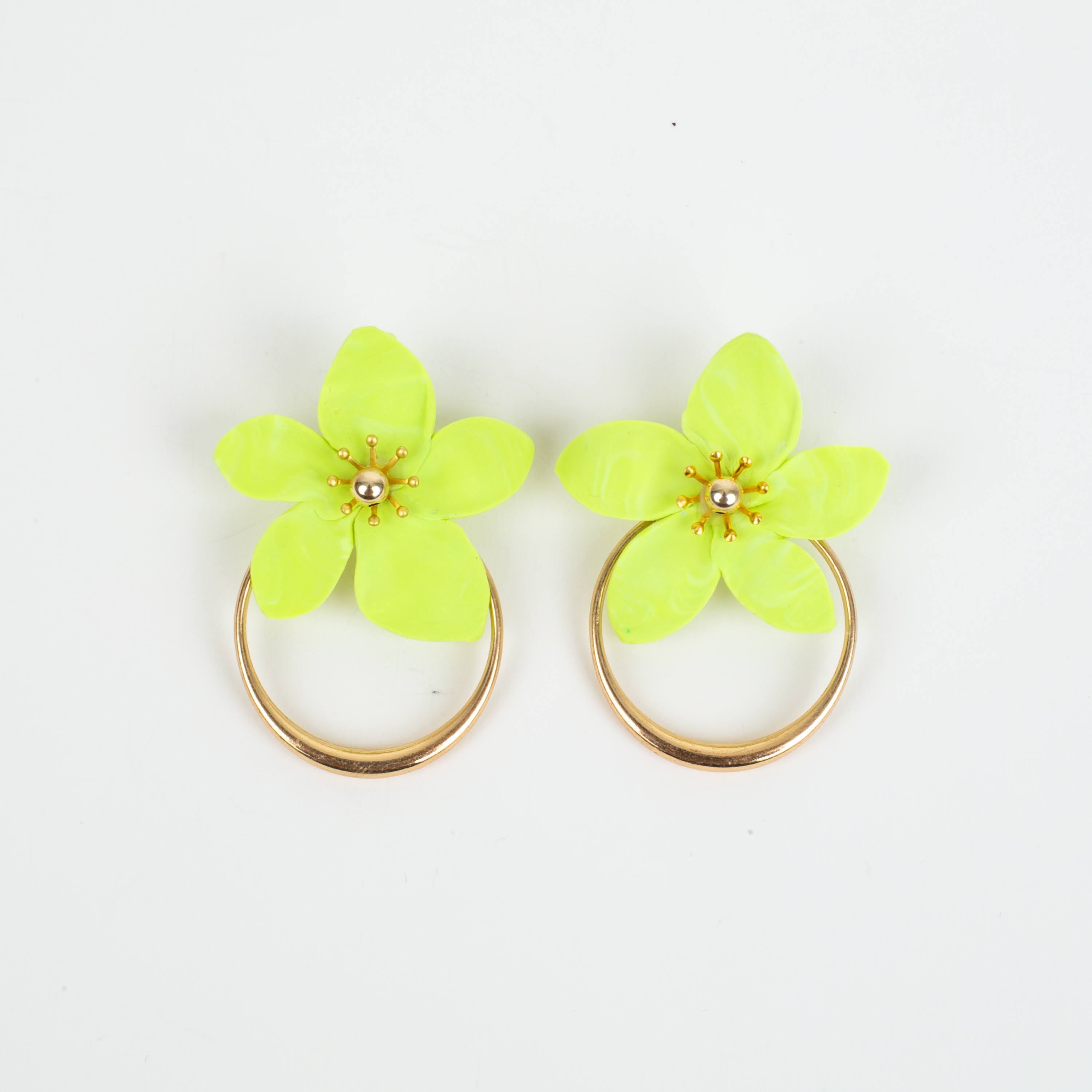 Amalia Floral Gold Hoop Statement Earring