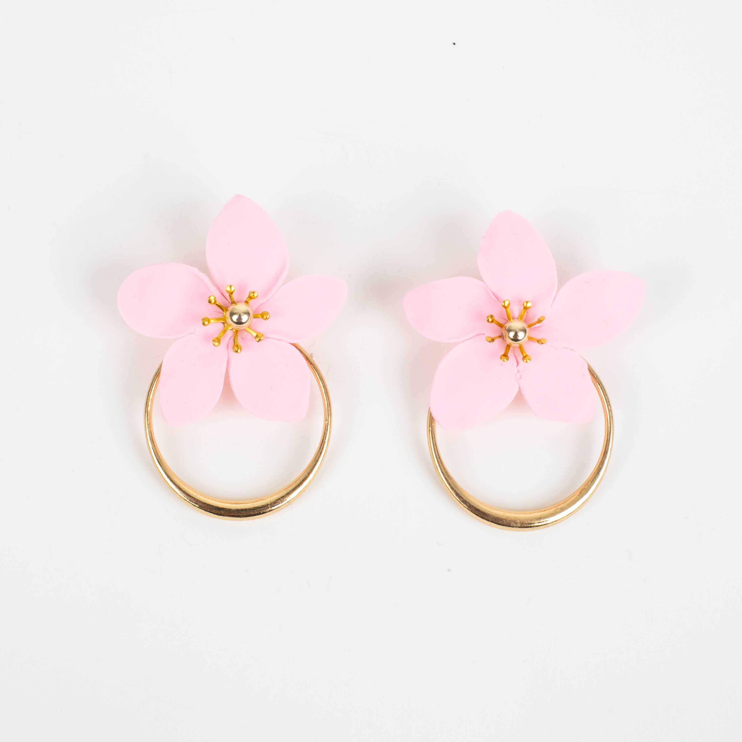 Amalia Floral Gold Hoop Statement Earring