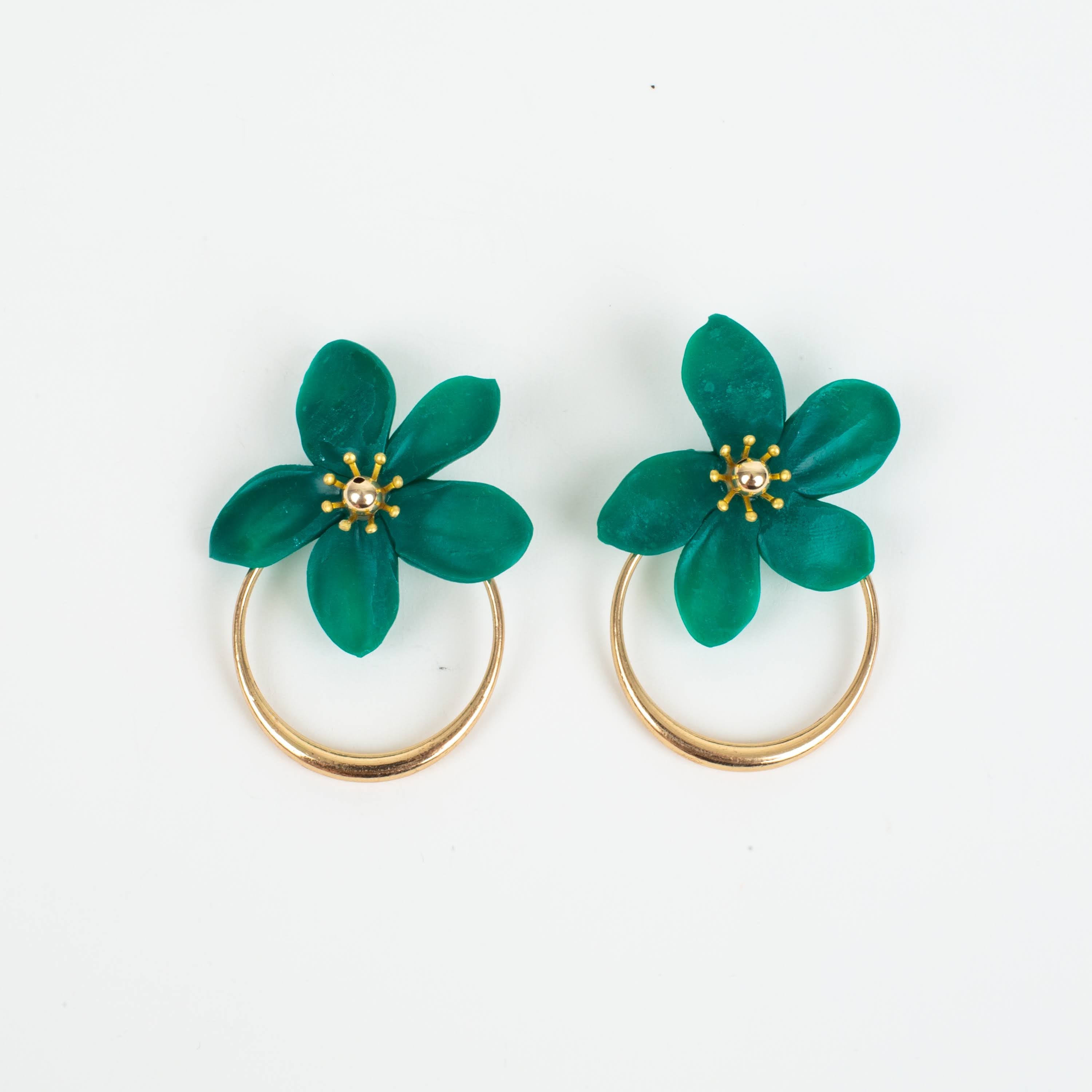 Amalia Floral Gold Hoop Statement Earring