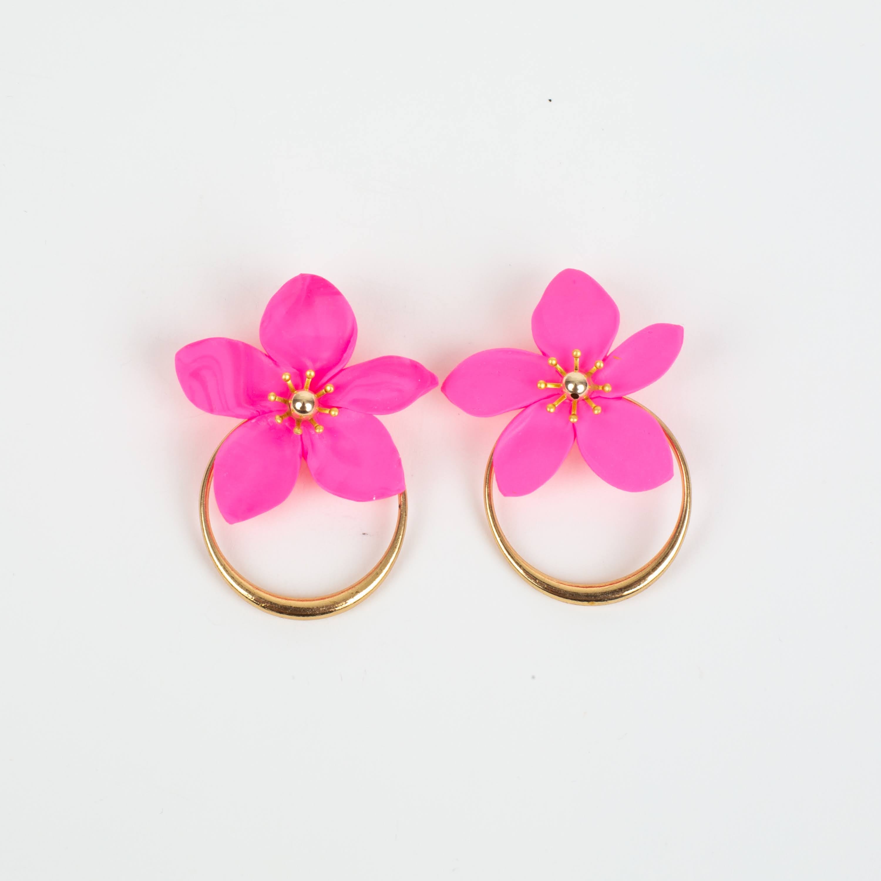 Amalia Floral Gold Hoop Statement Earring
