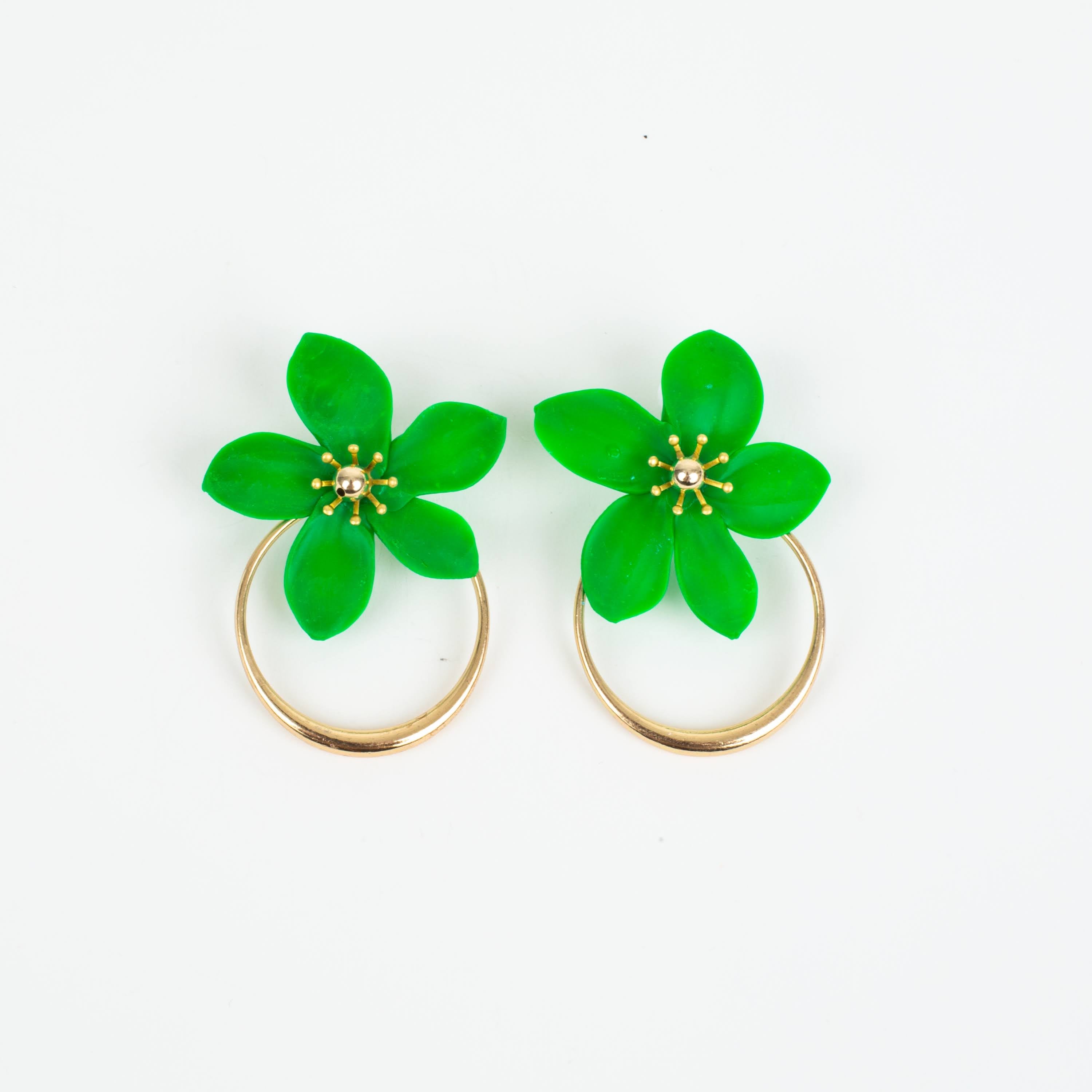 Amalia Floral Gold Hoop Statement Earring