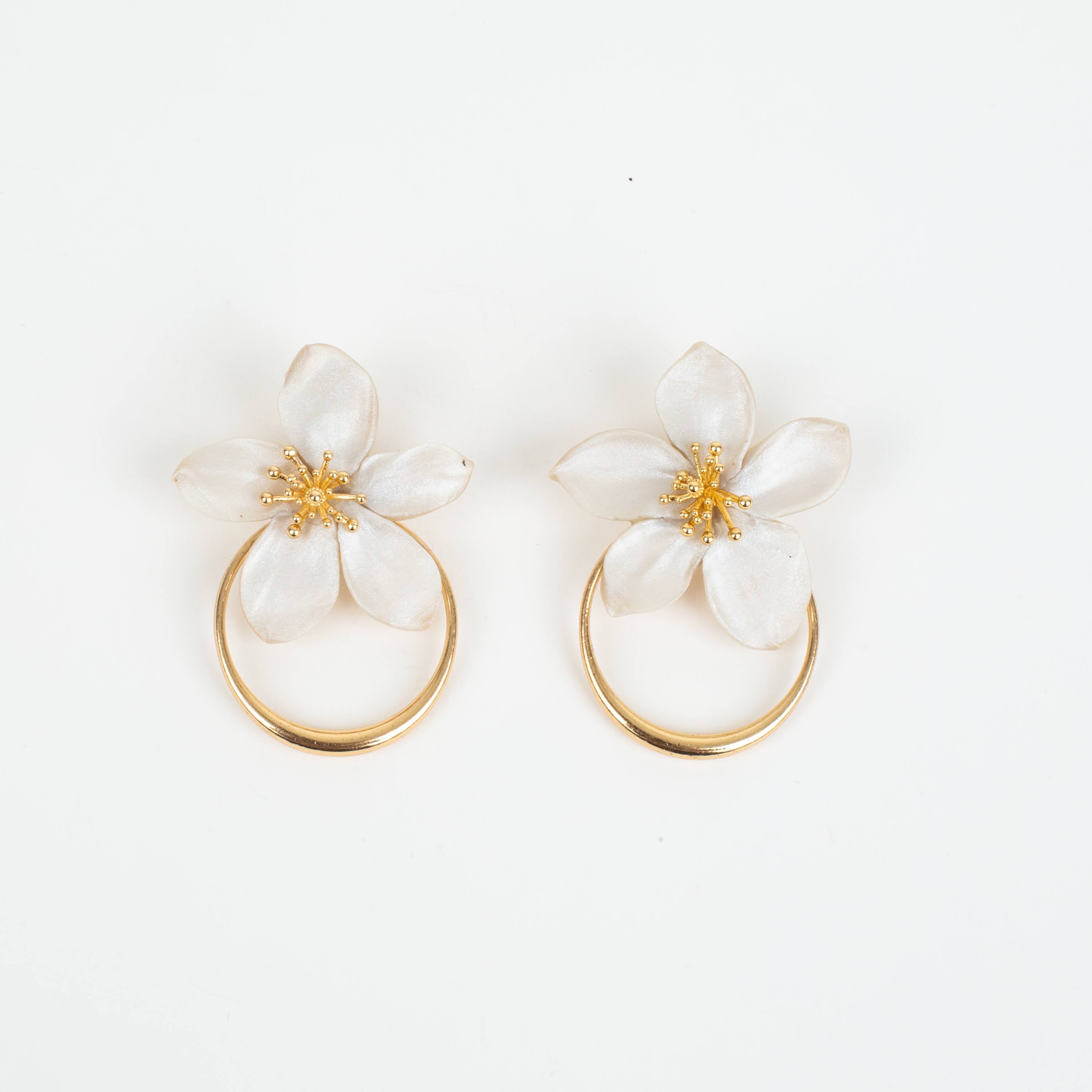Amalia Floral Gold Hoop Statement Earring