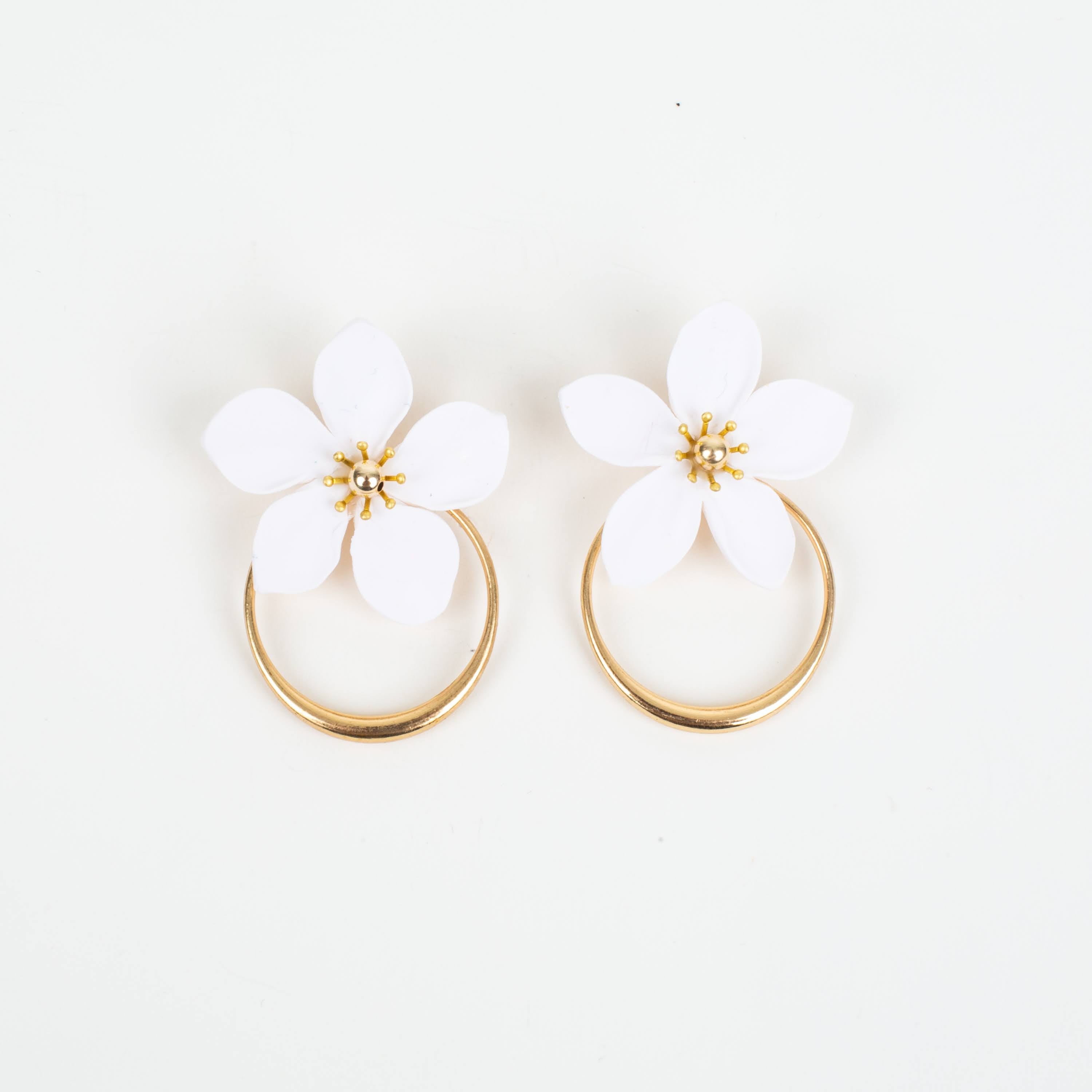 Amalia Floral Gold Hoop Statement Earring
