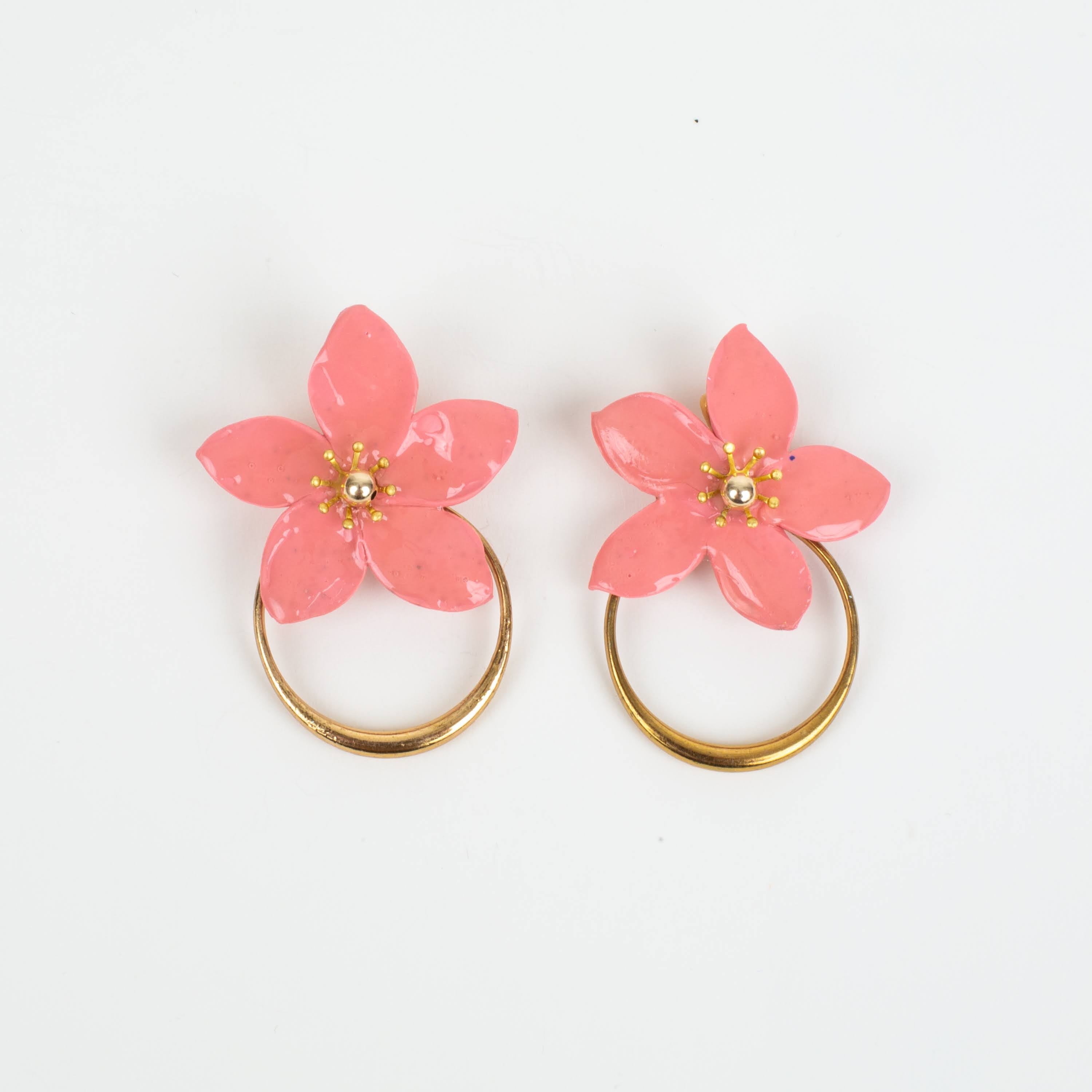 Amalia Floral Gold Hoop Statement Earring