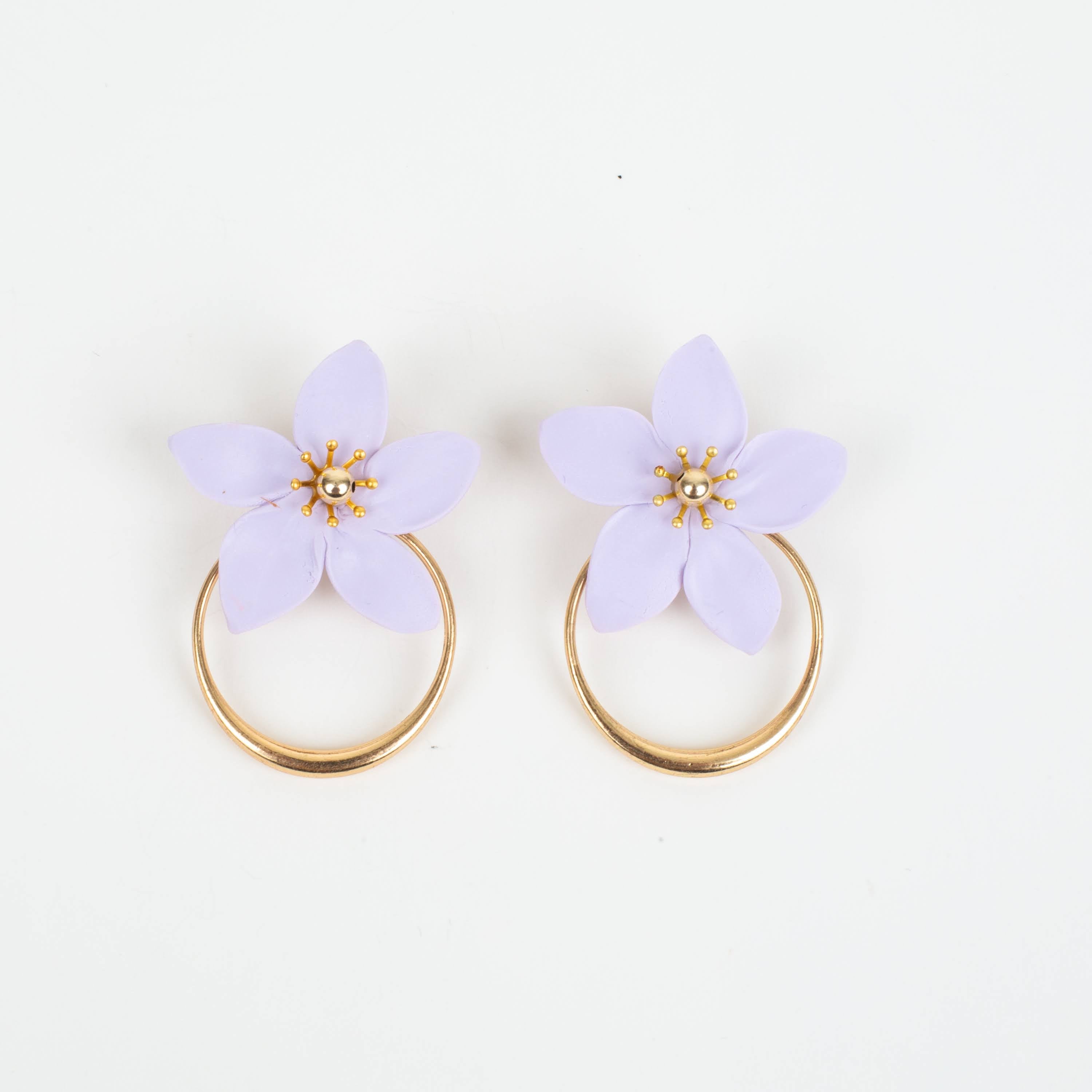 Amalia Floral Gold Hoop Statement Earring