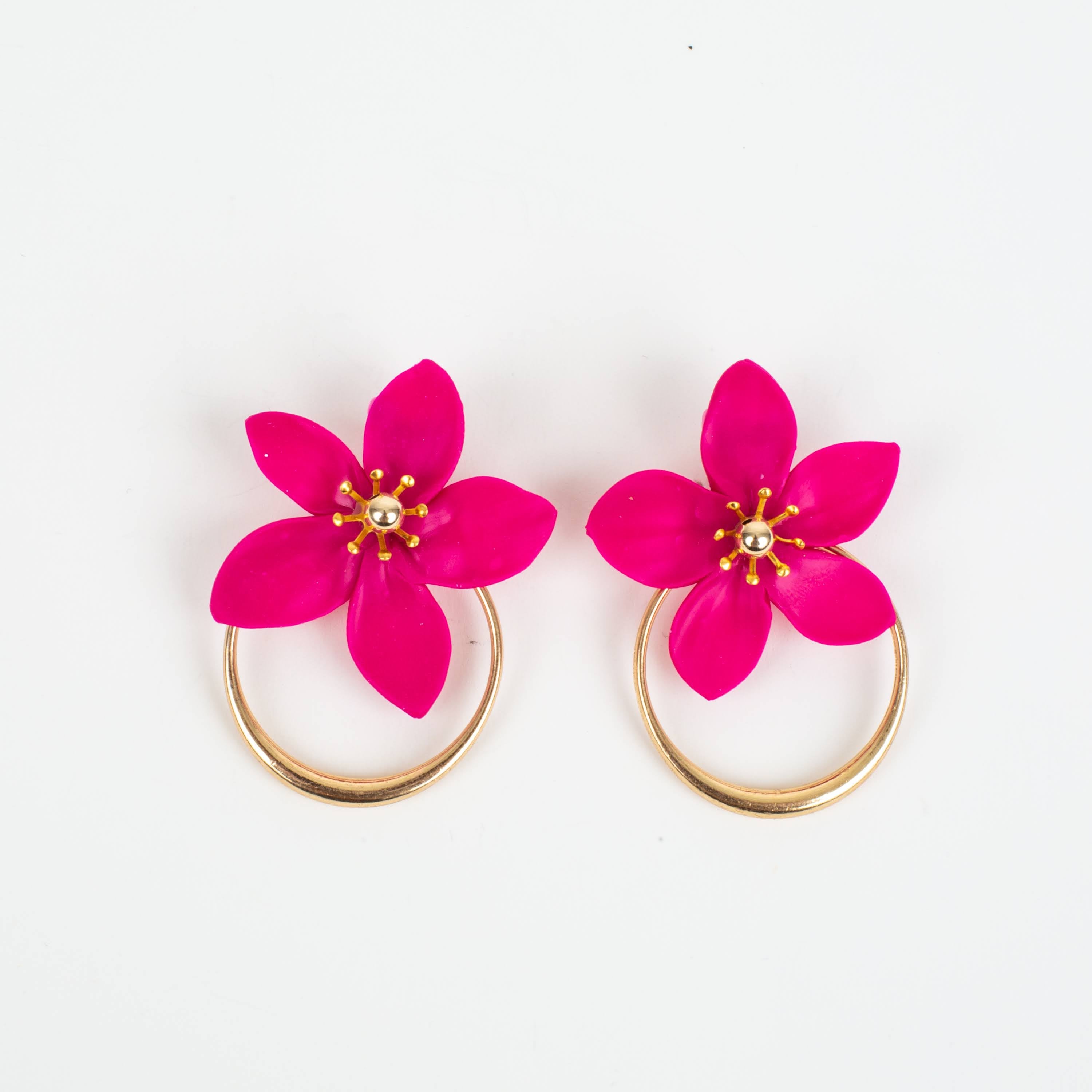 Amalia Floral Gold Hoop Statement Earring
