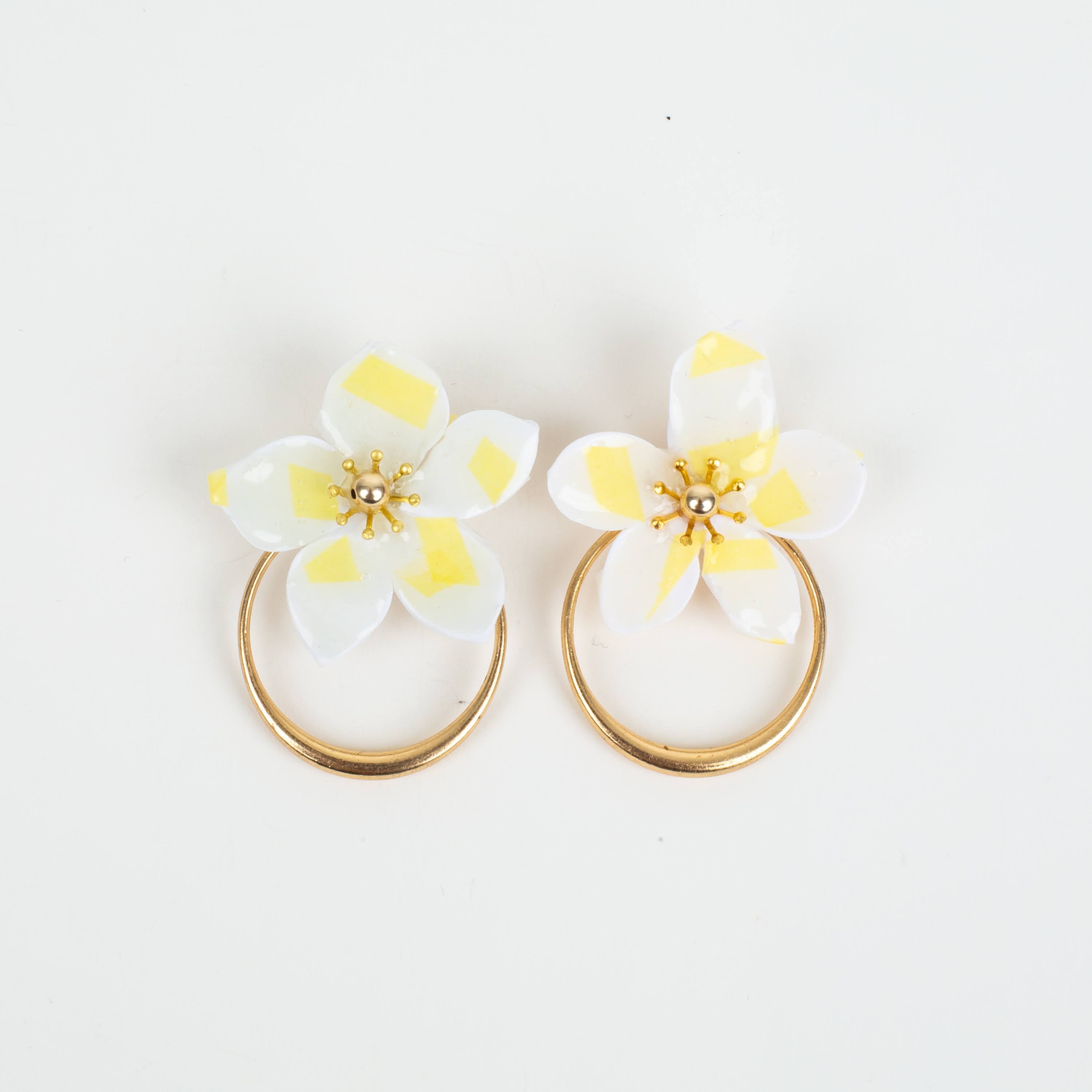 Amalia Floral Gold Hoop Statement Earring