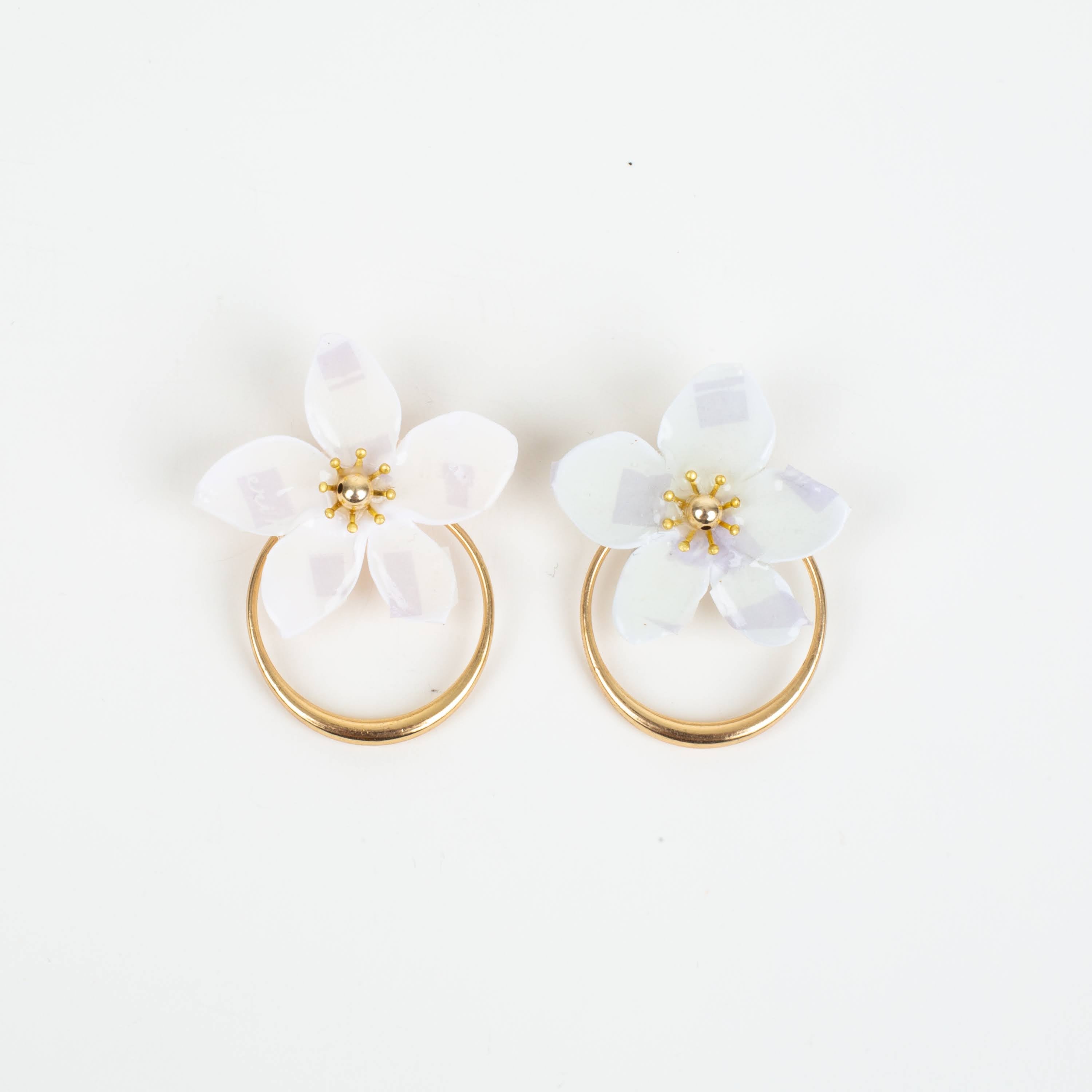 Amalia Floral Gold Hoop Statement Earring