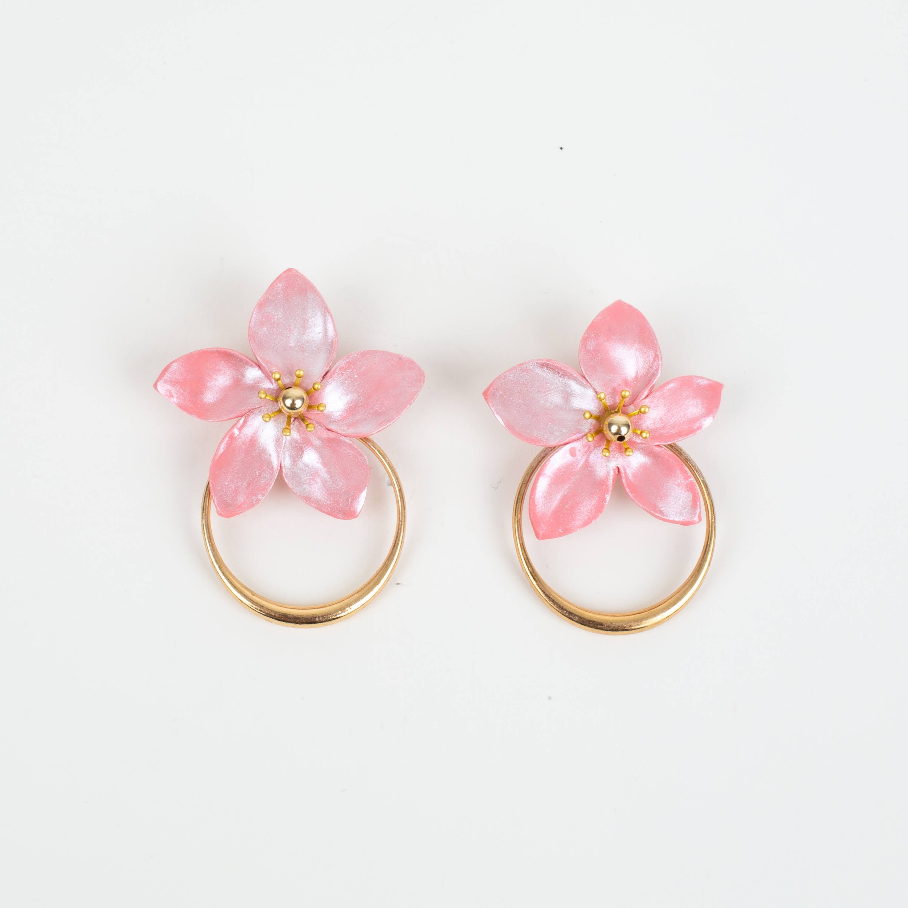 Amalia Floral Gold Hoop Statement Earring