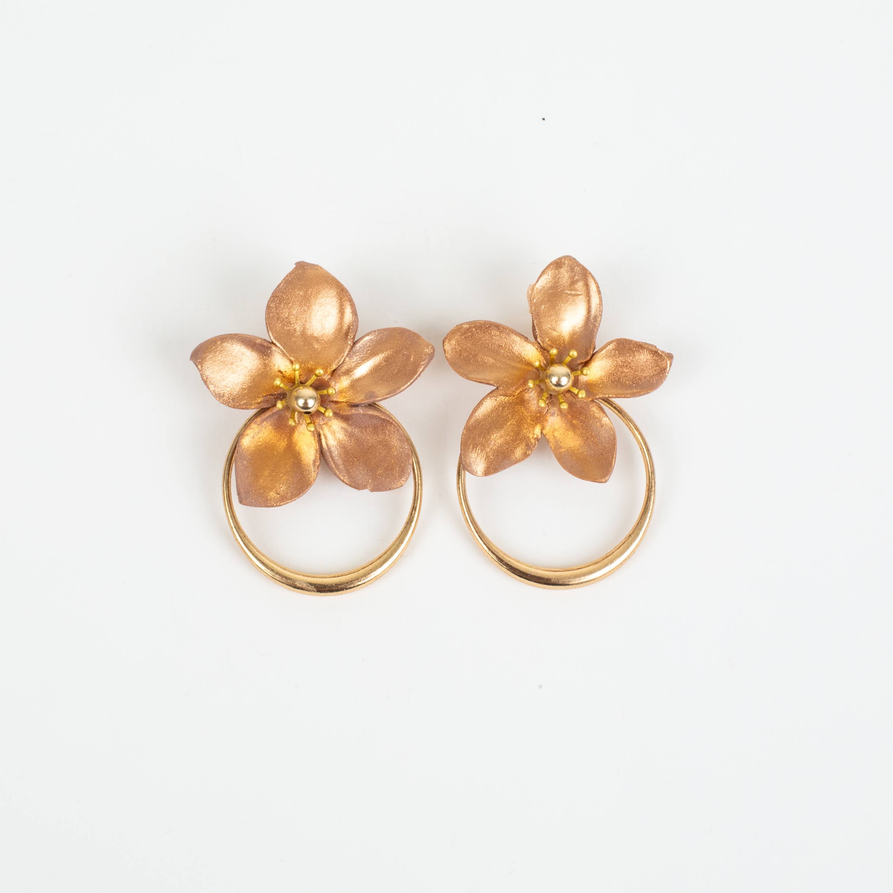 Amalia Floral Gold Hoop Statement Earring