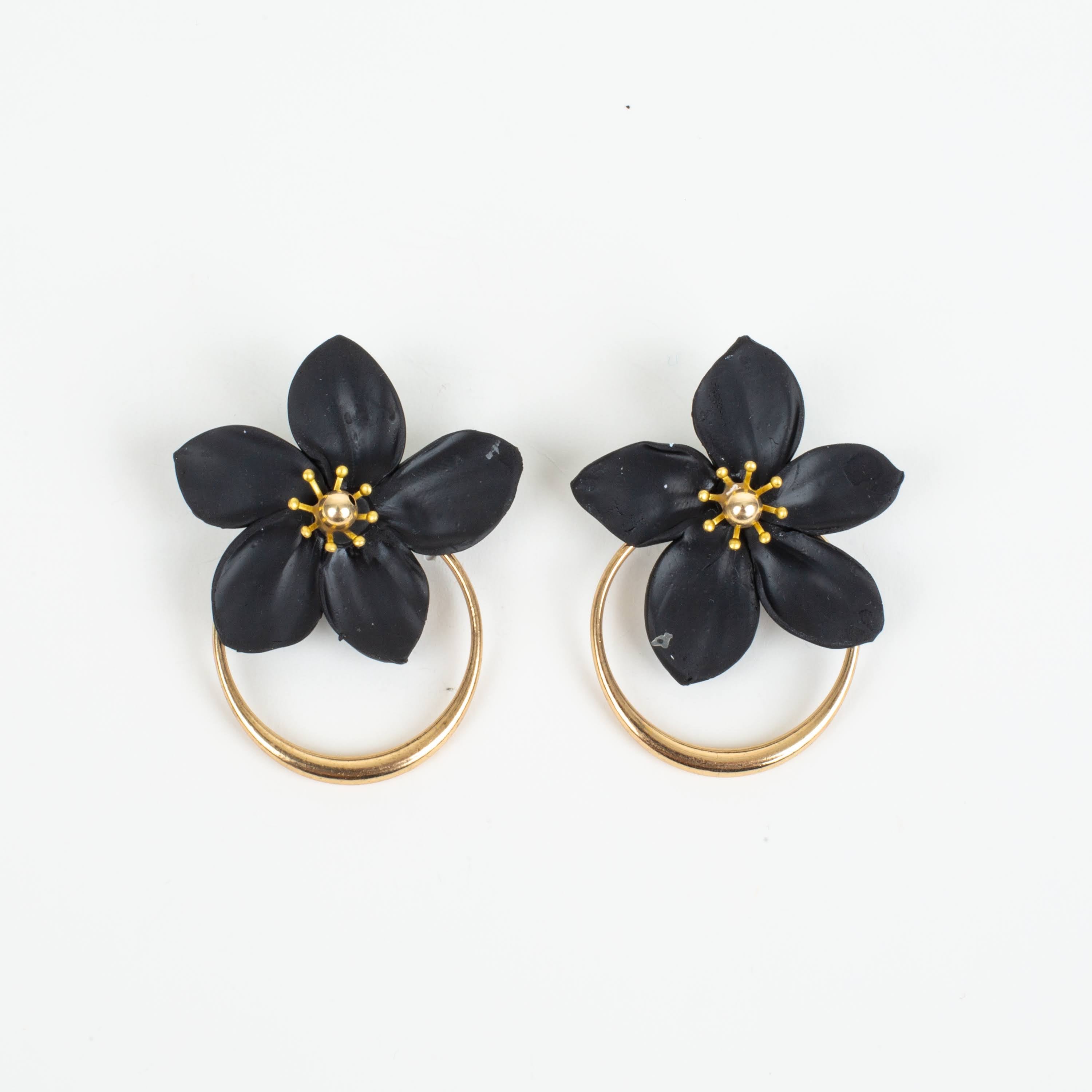 Amalia Floral Gold Hoop Statement Earring