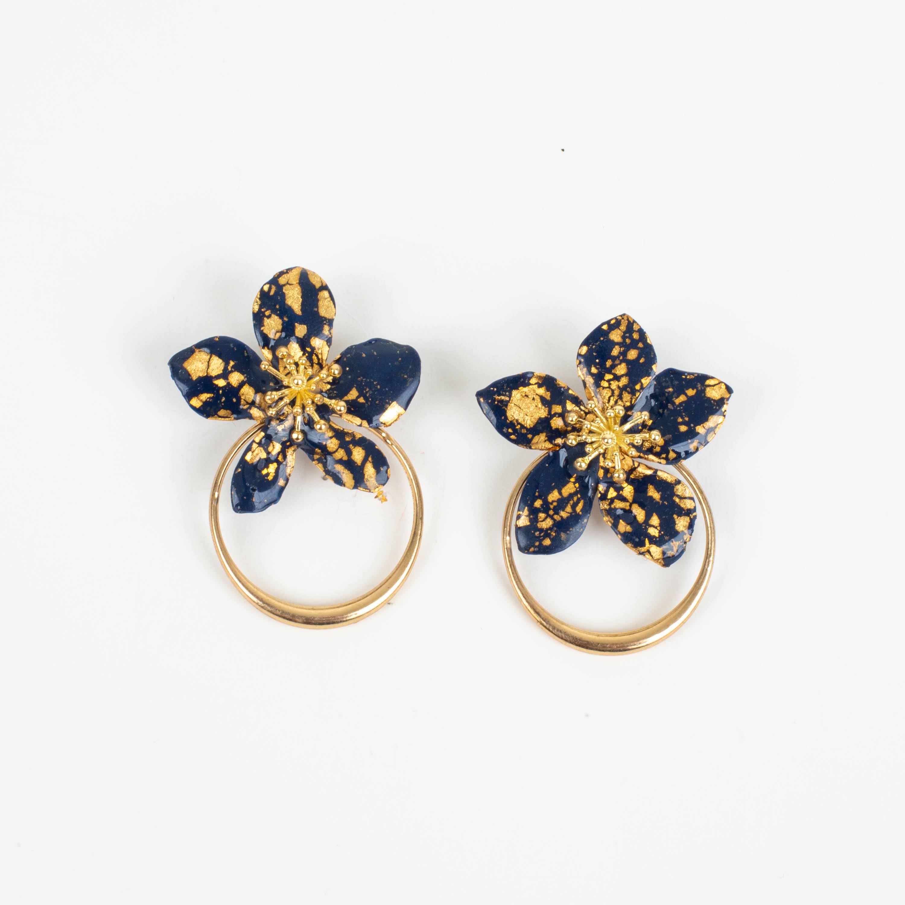 Amalia Floral Gold Hoop Statement Earring