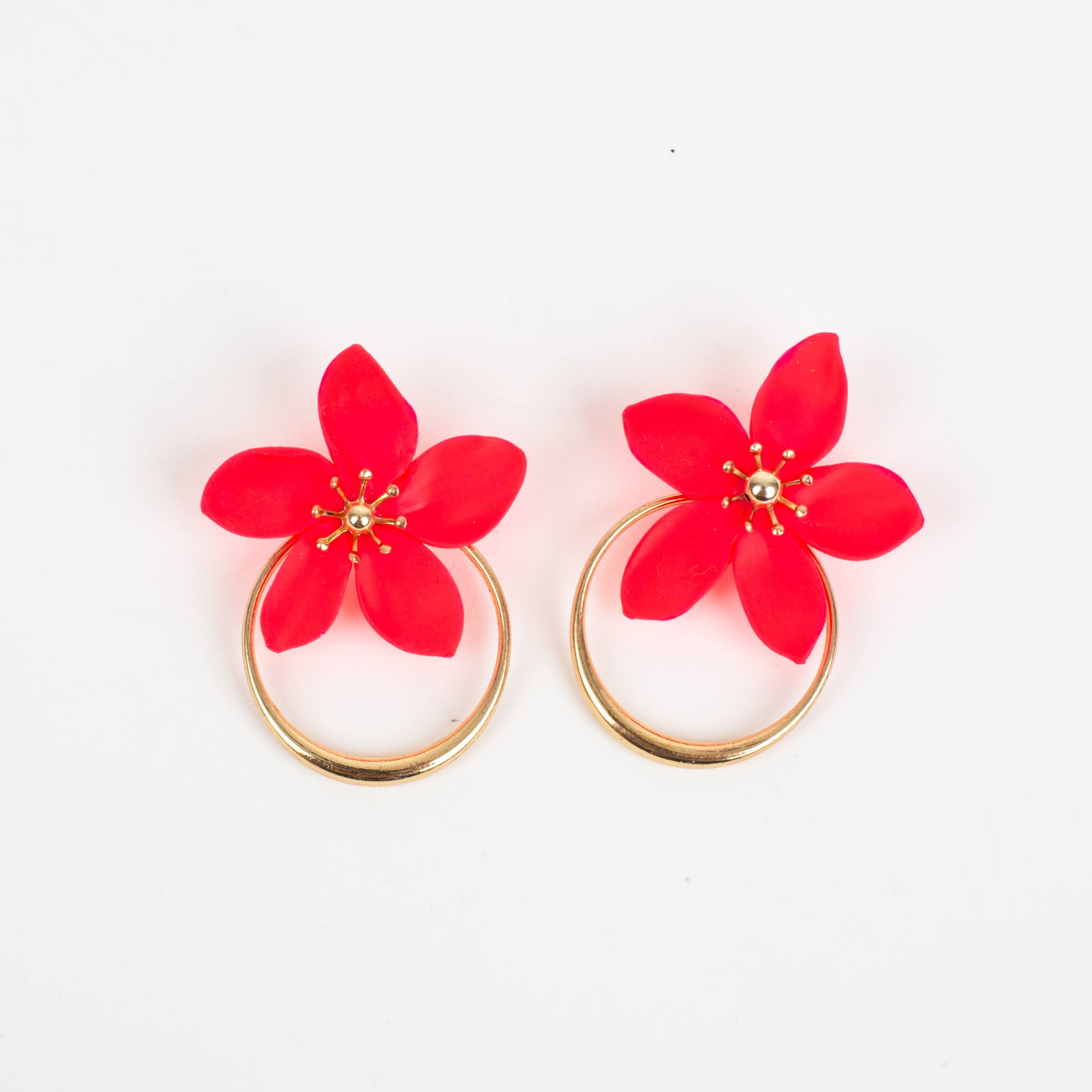 Amalia Floral Gold Hoop Statement Earring