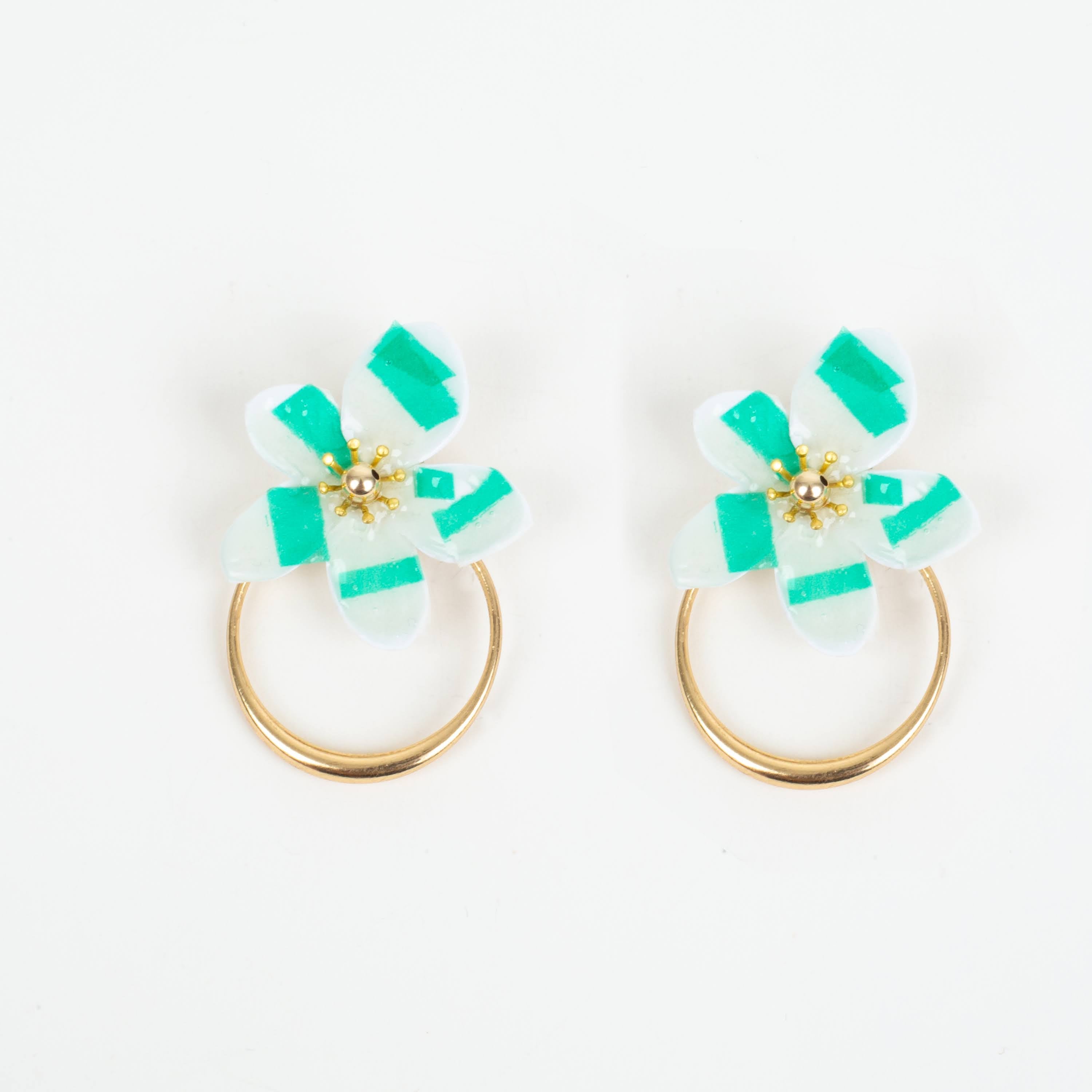 Amalia Floral Gold Hoop Statement Earring