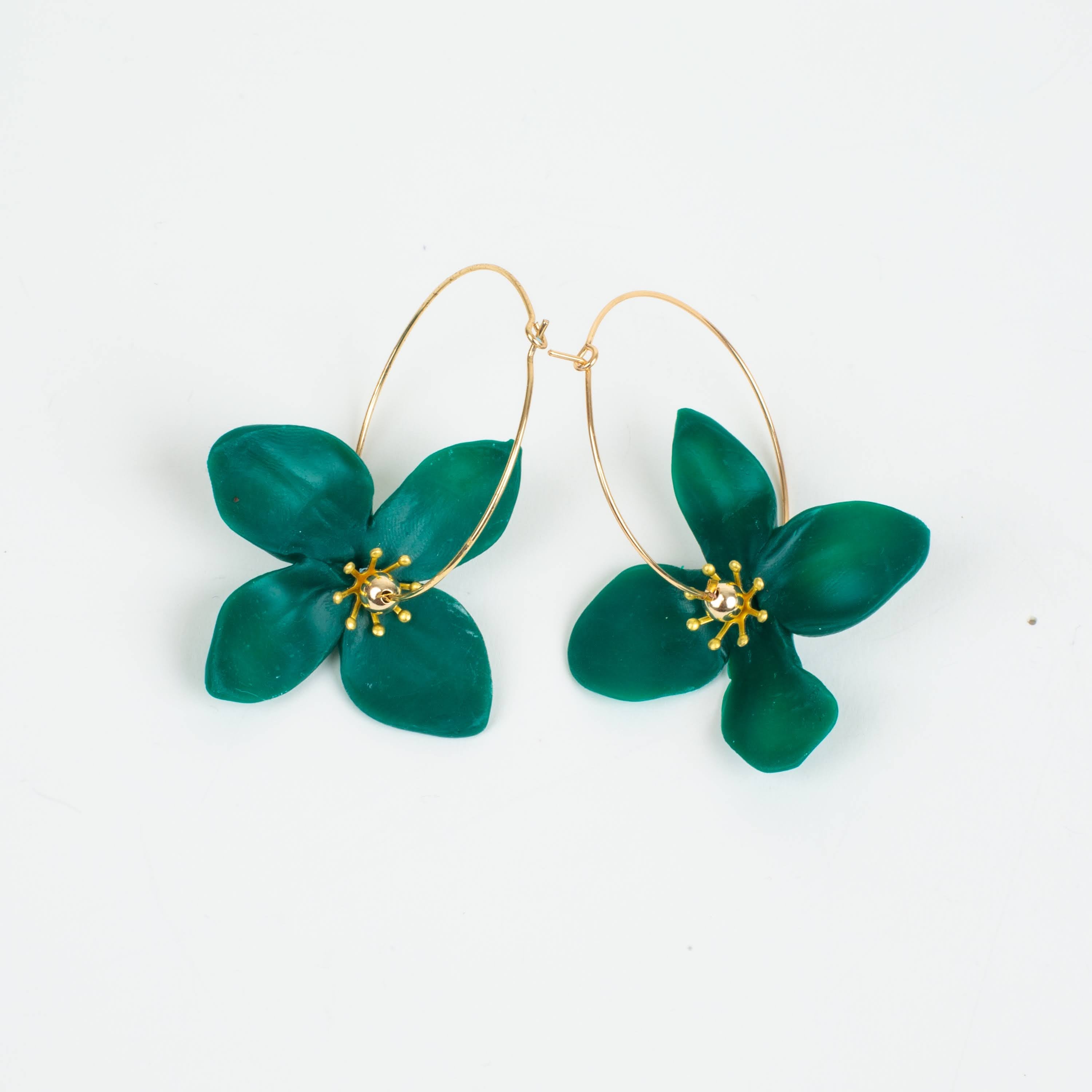 Chatham Flower Hoop Earring