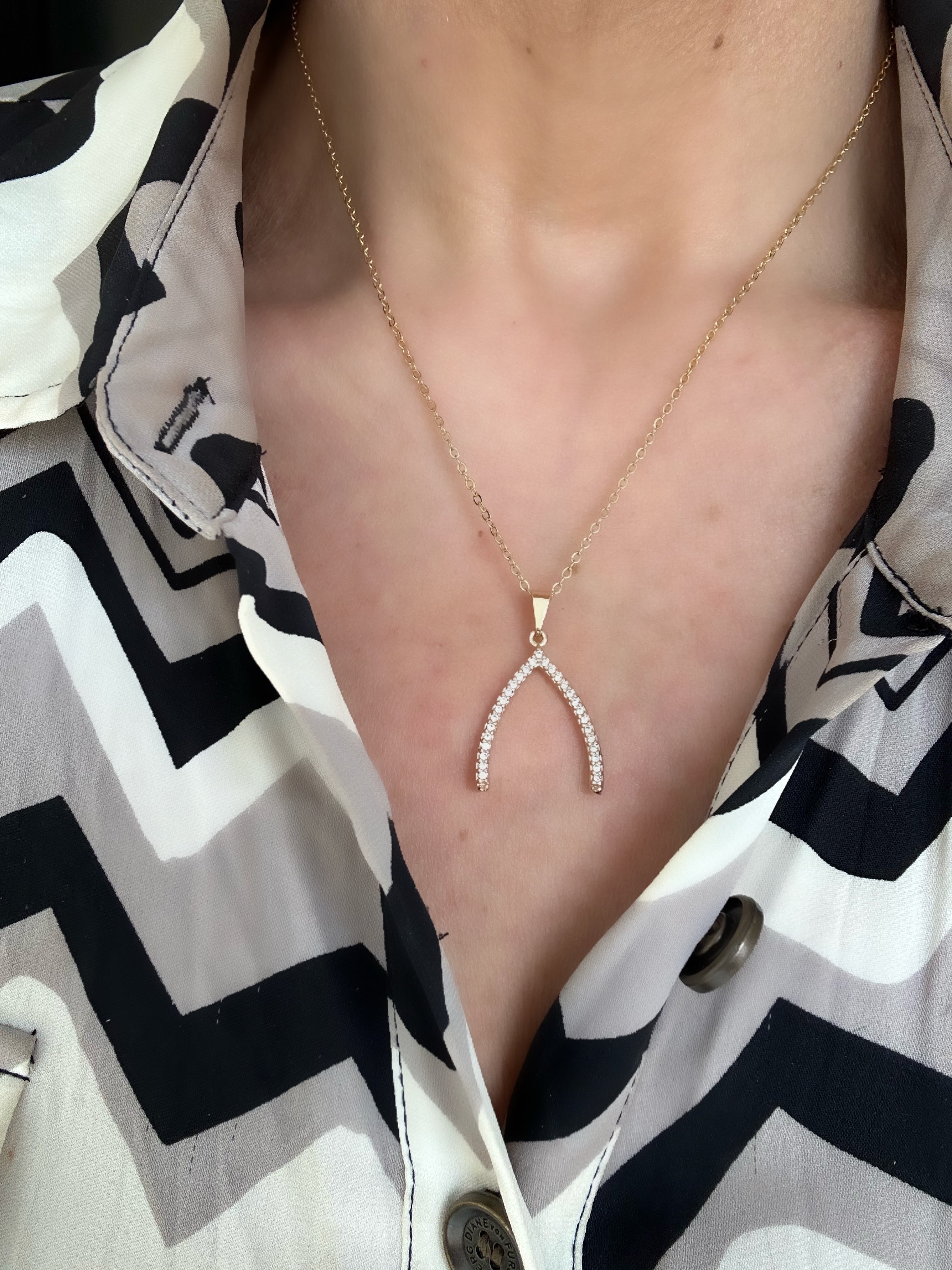 Wishbone Charm Pendant Necklace