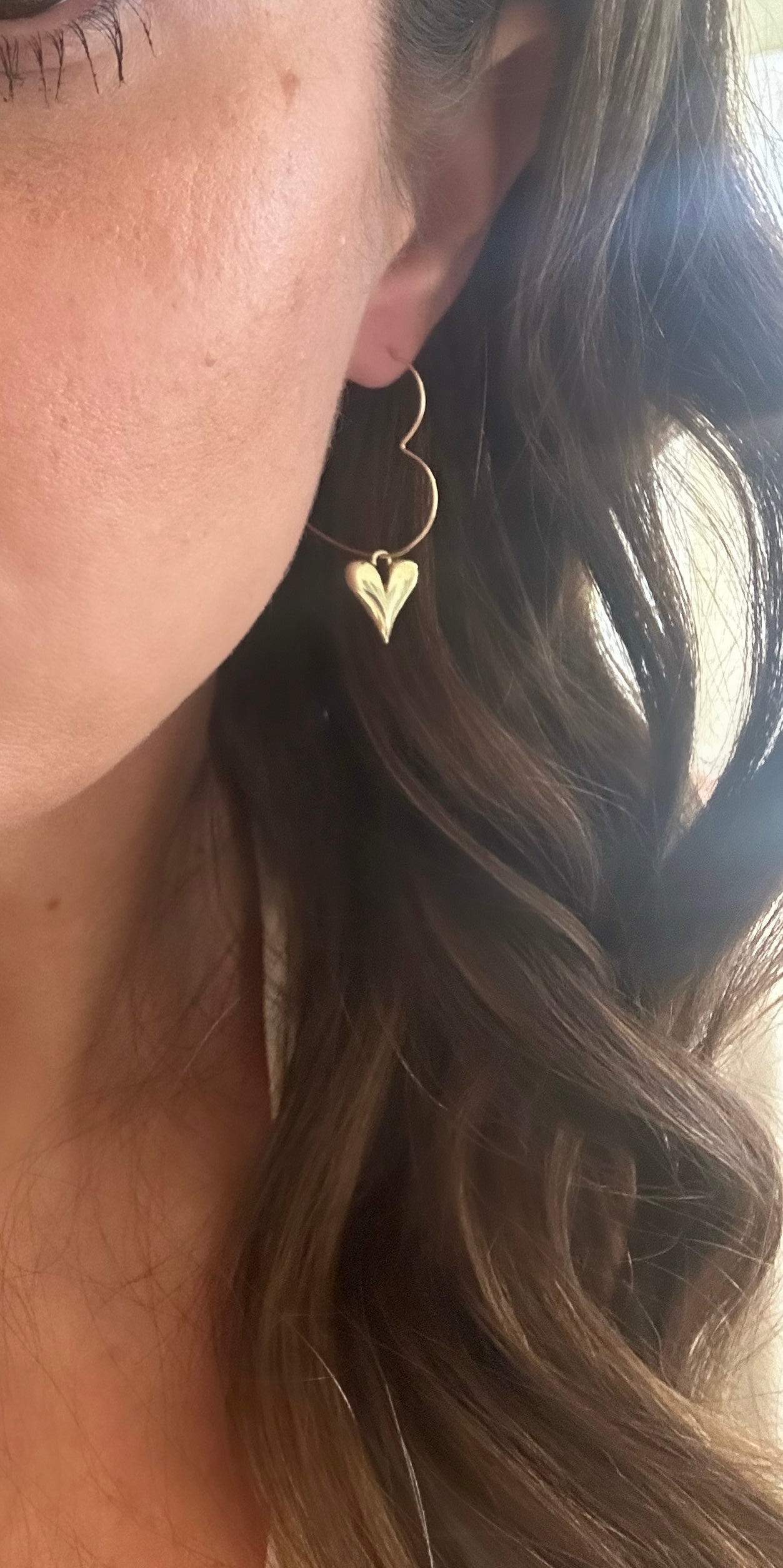 Puffy Double Heart Hoop Earrings