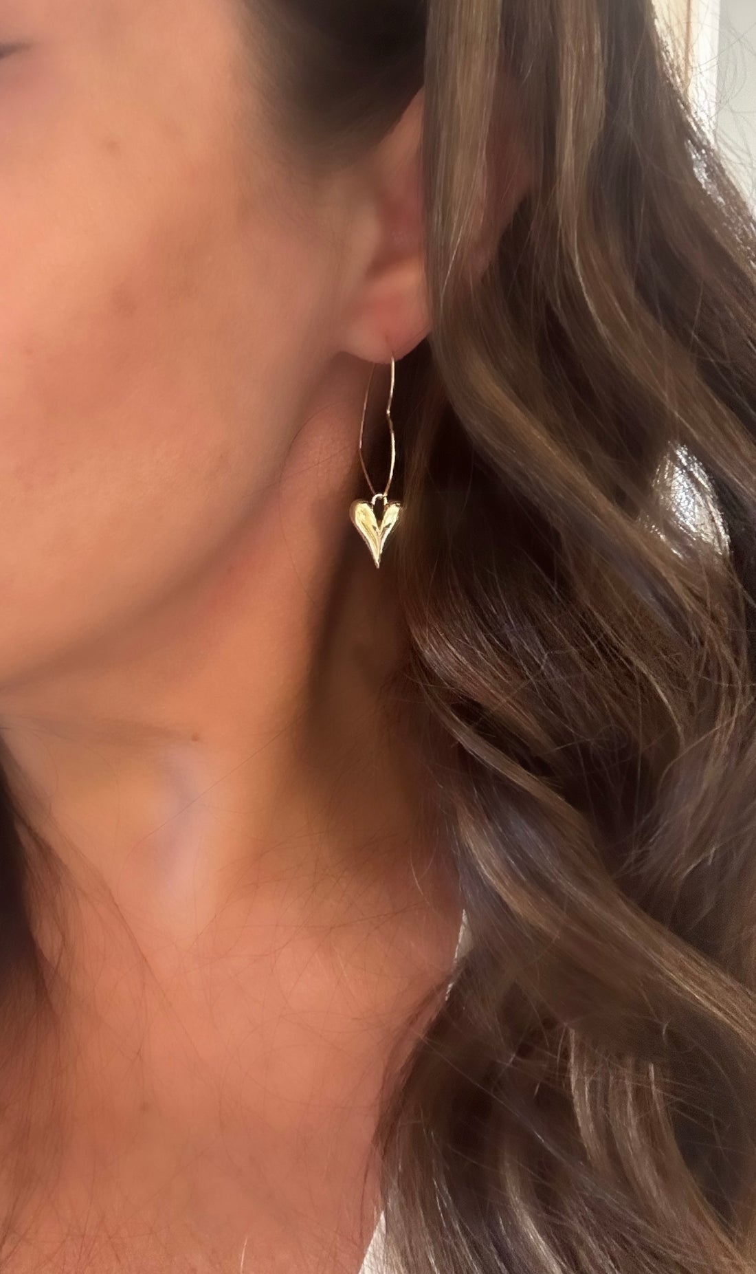 Puffy Double Heart Hoop Earrings