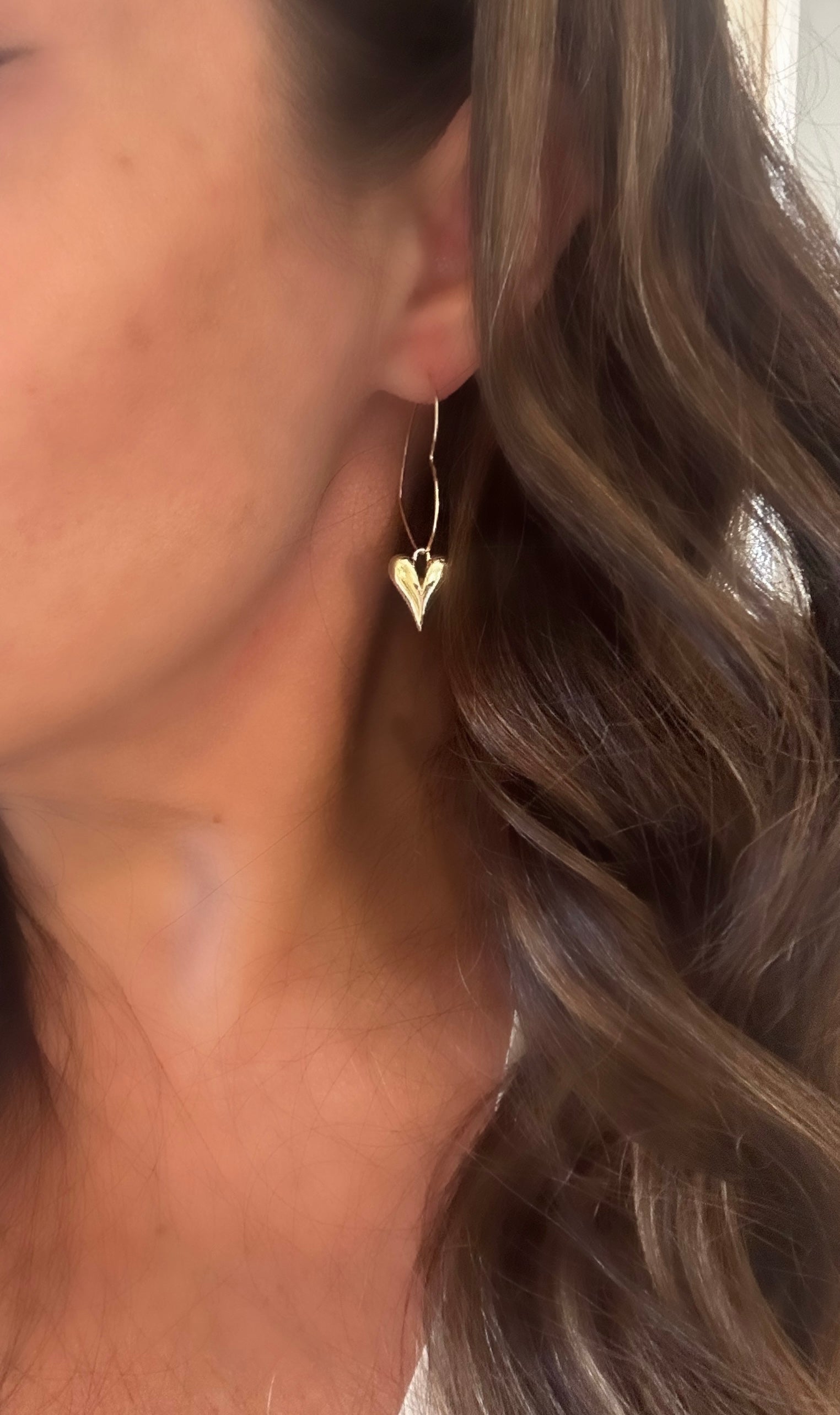Puffy Double Heart Hoop Earrings