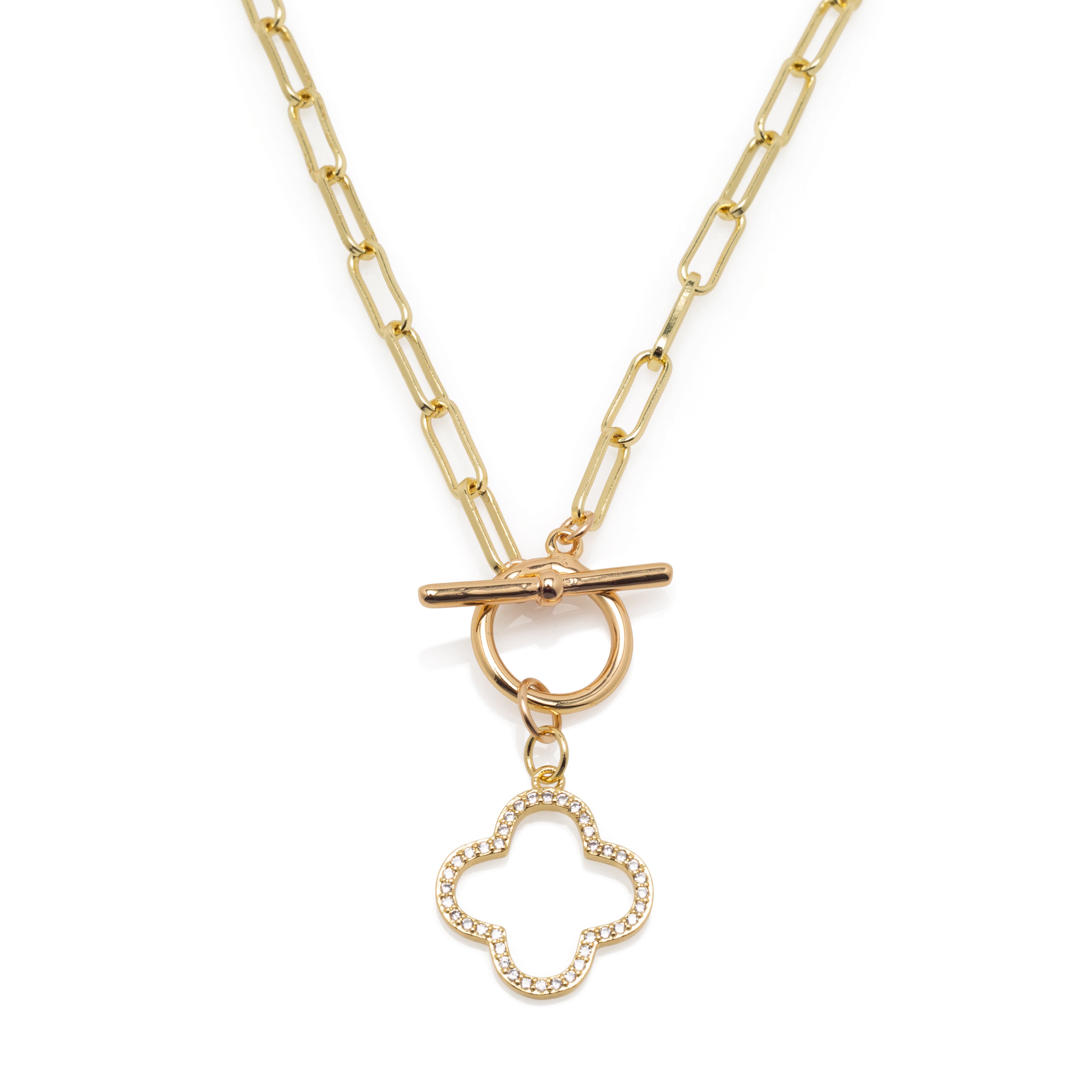 Clover Pendant Toggle Necklace