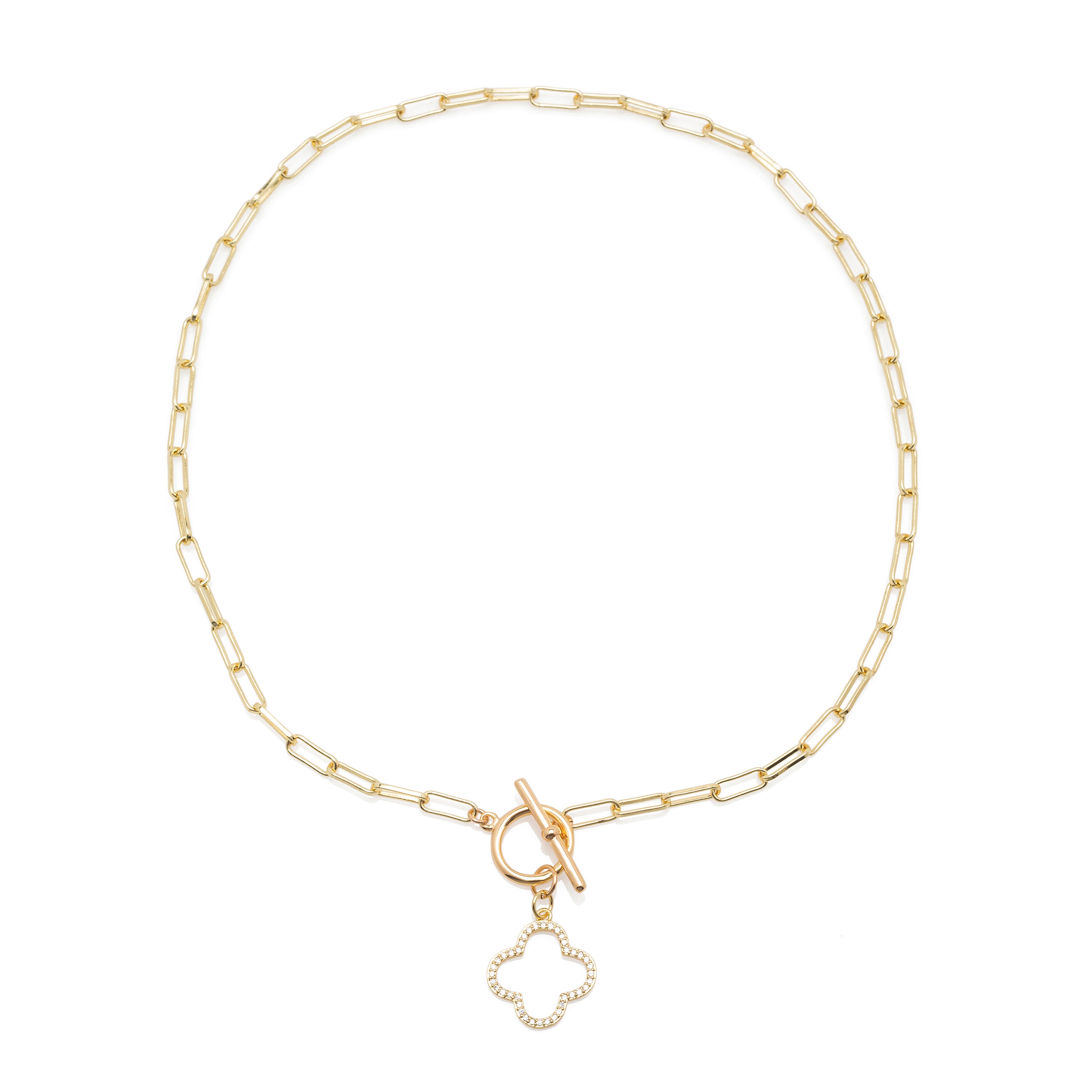 Clover Pendant Toggle Necklace